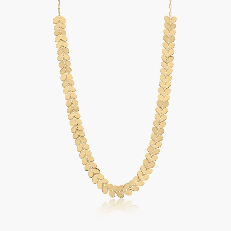 14K Yellow Gold Polished Heart Link Necklace