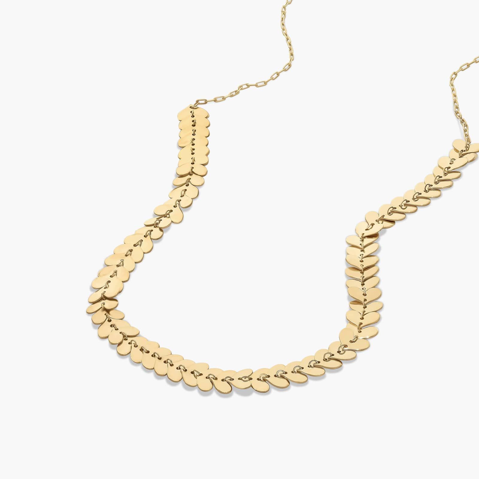 14K Yellow Gold Polished Heart Link Necklace