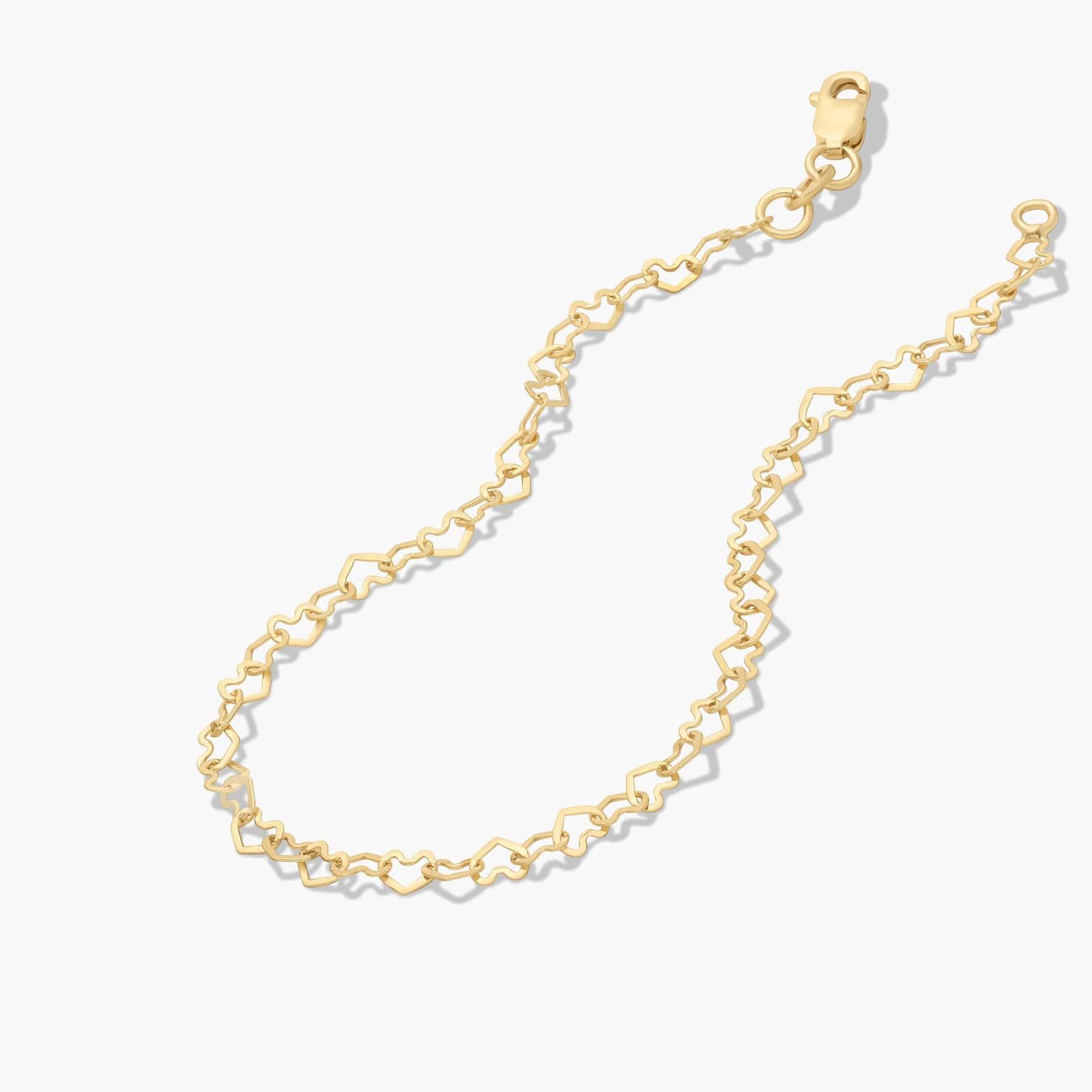 14K Yellow Gold Heart Link Gold Bracelet