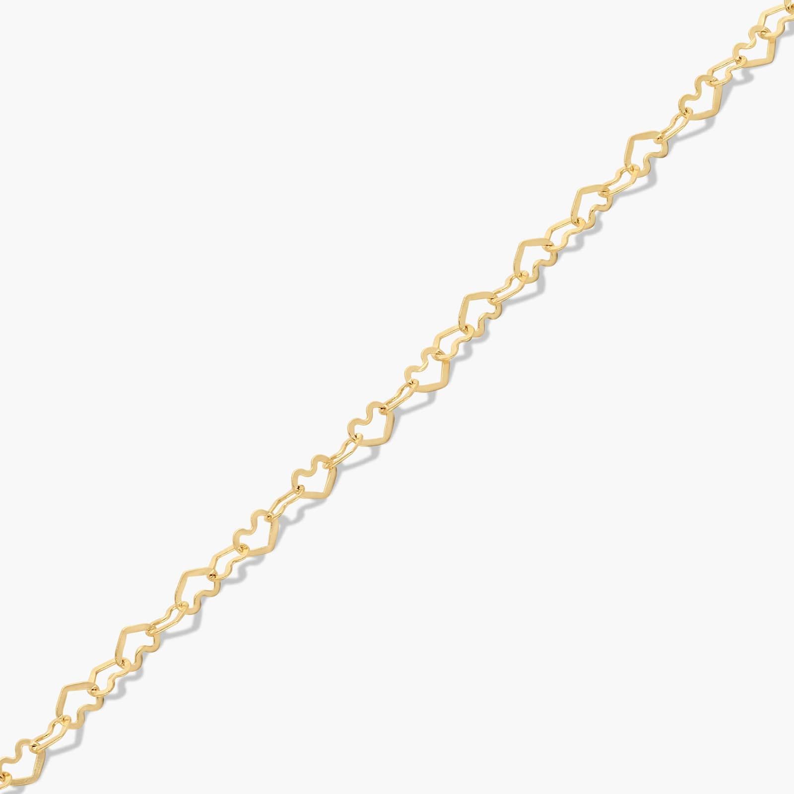 14K Yellow Gold Heart Link Gold Bracelet