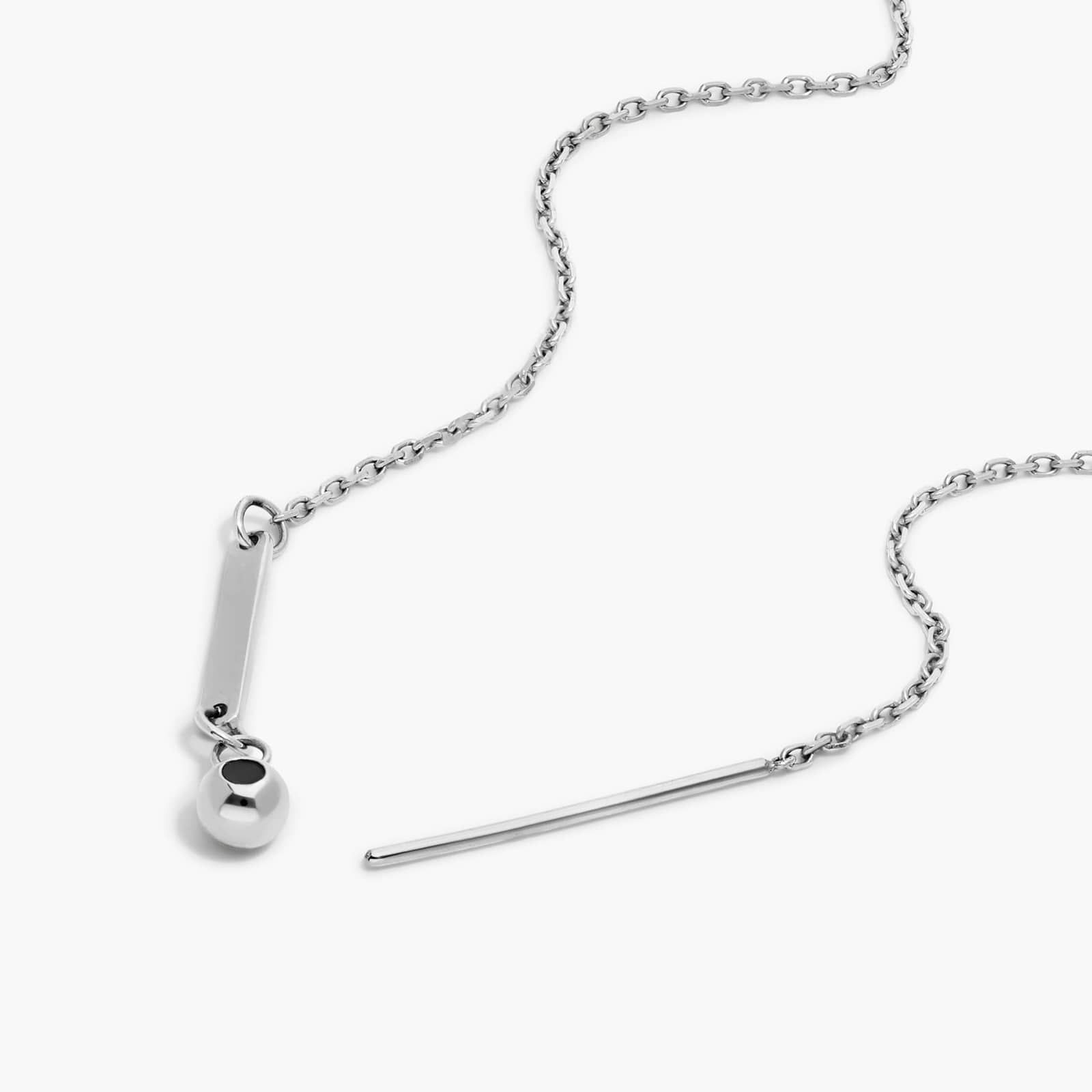 14K White Gold Silicone Bead Slider Charm Chain
