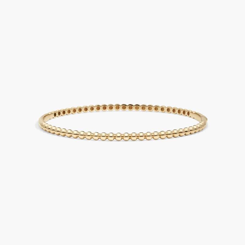 Bead Bangle Bracelet In 14K Yellow Gold (7")