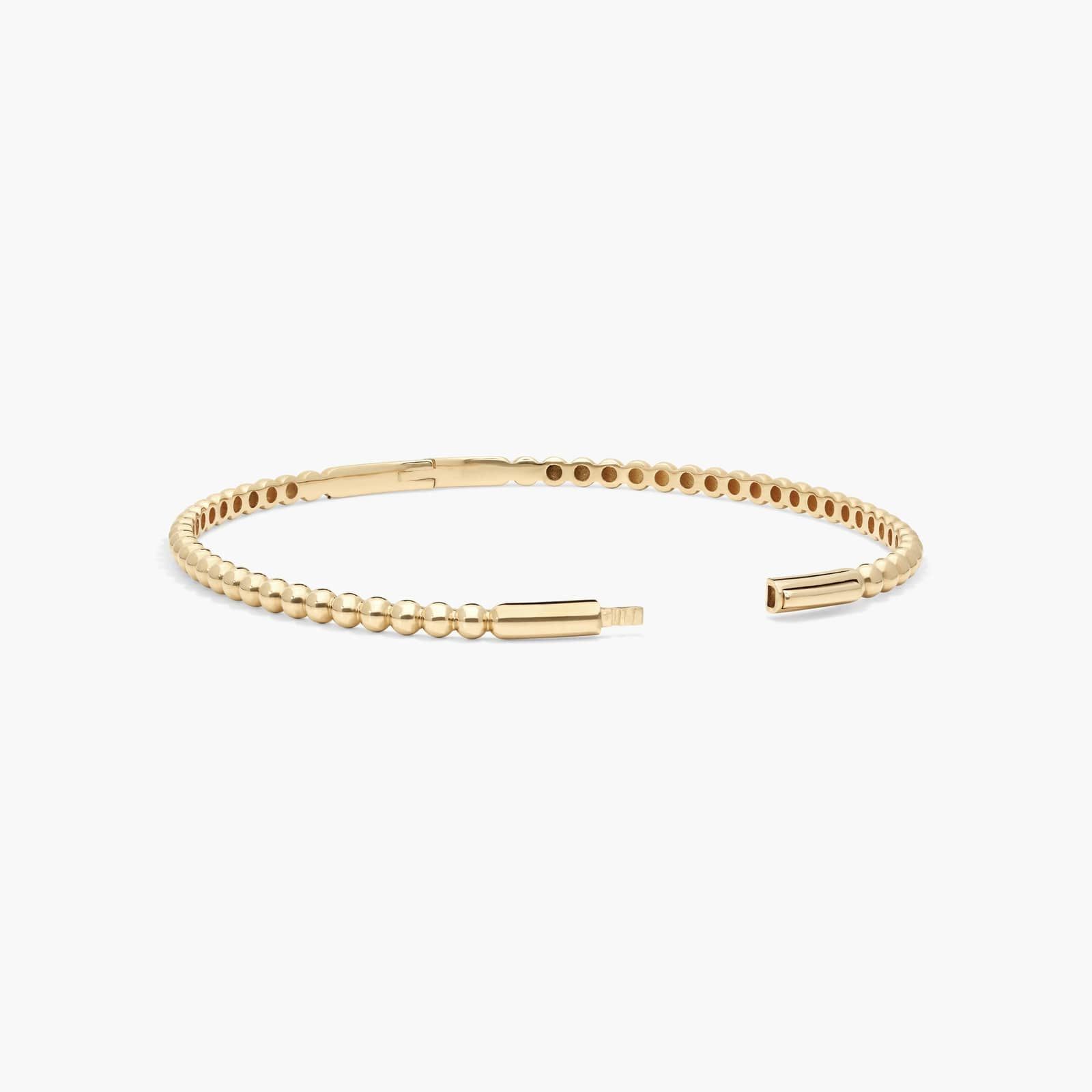 Bead Bangle Bracelet In 14K Yellow Gold (7")