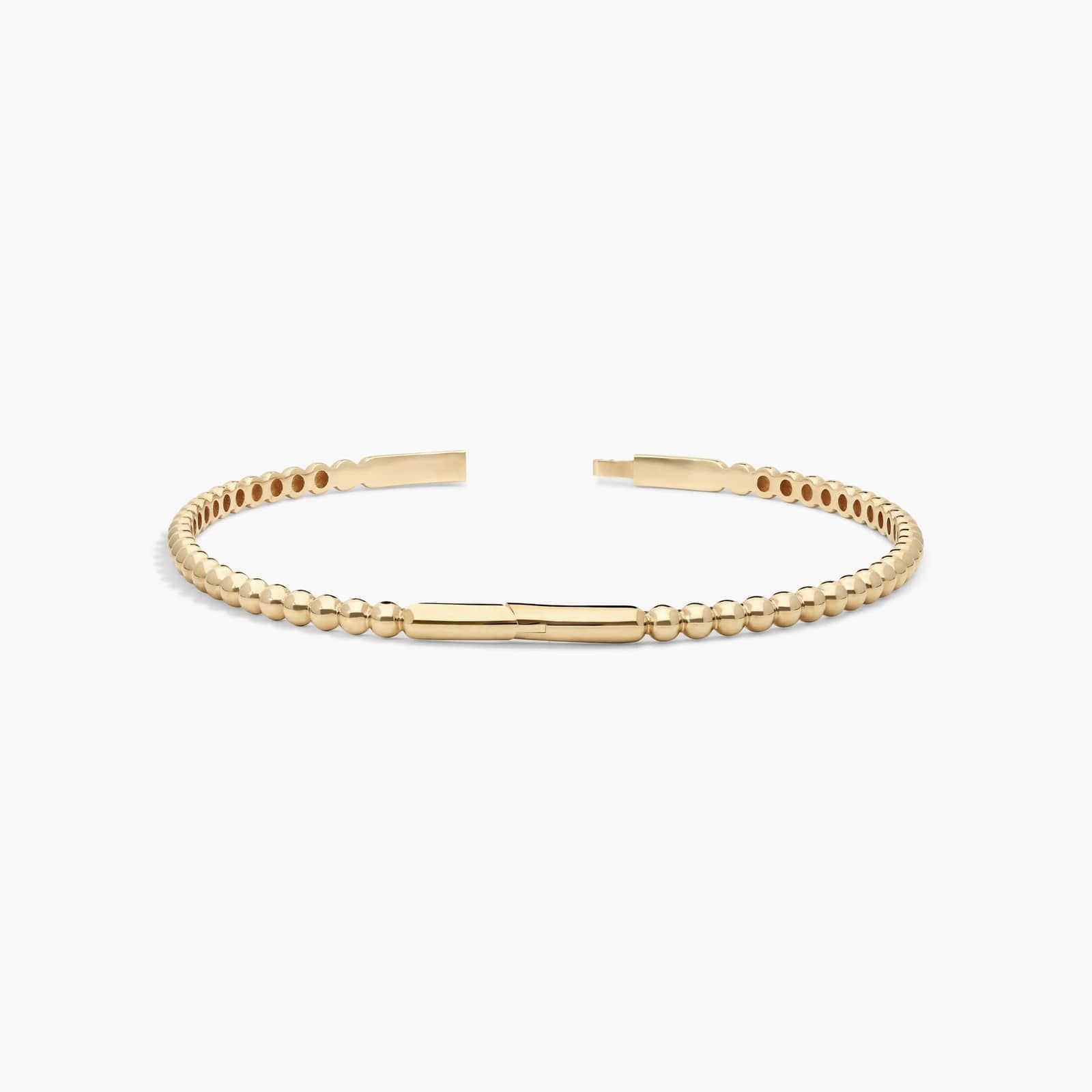 Bead Bangle Bracelet In 14K Yellow Gold (7")
