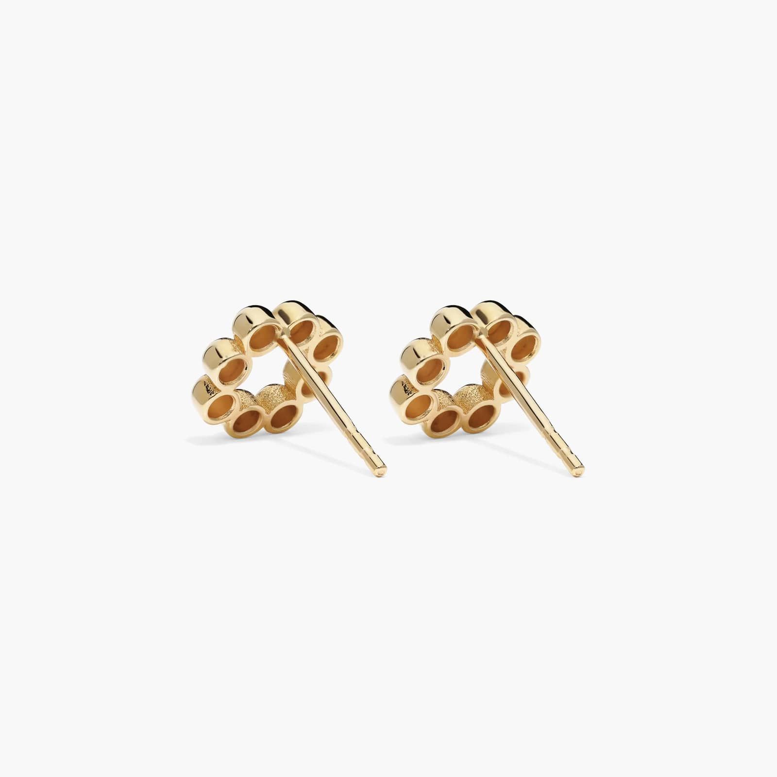 Bead Circle Stud Earrings In 14K Yellow Gold