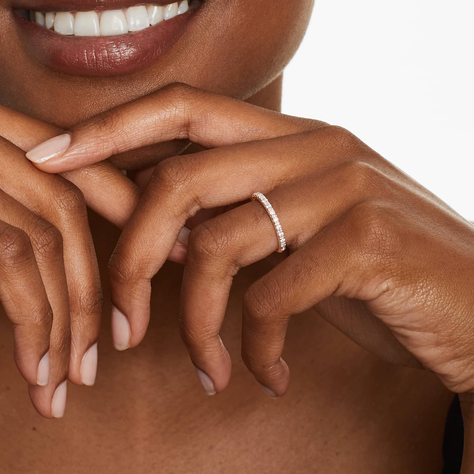 Rounded French Cut Pavé Diamond Wedding Ring In 14K Rose Gold (1.60mm)