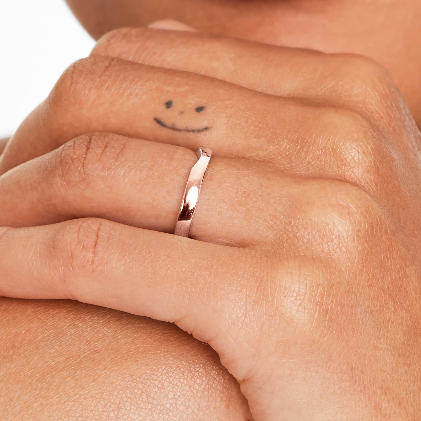 Cross Prong Wedding Ring In 14K Rose Gold (3.00mm)