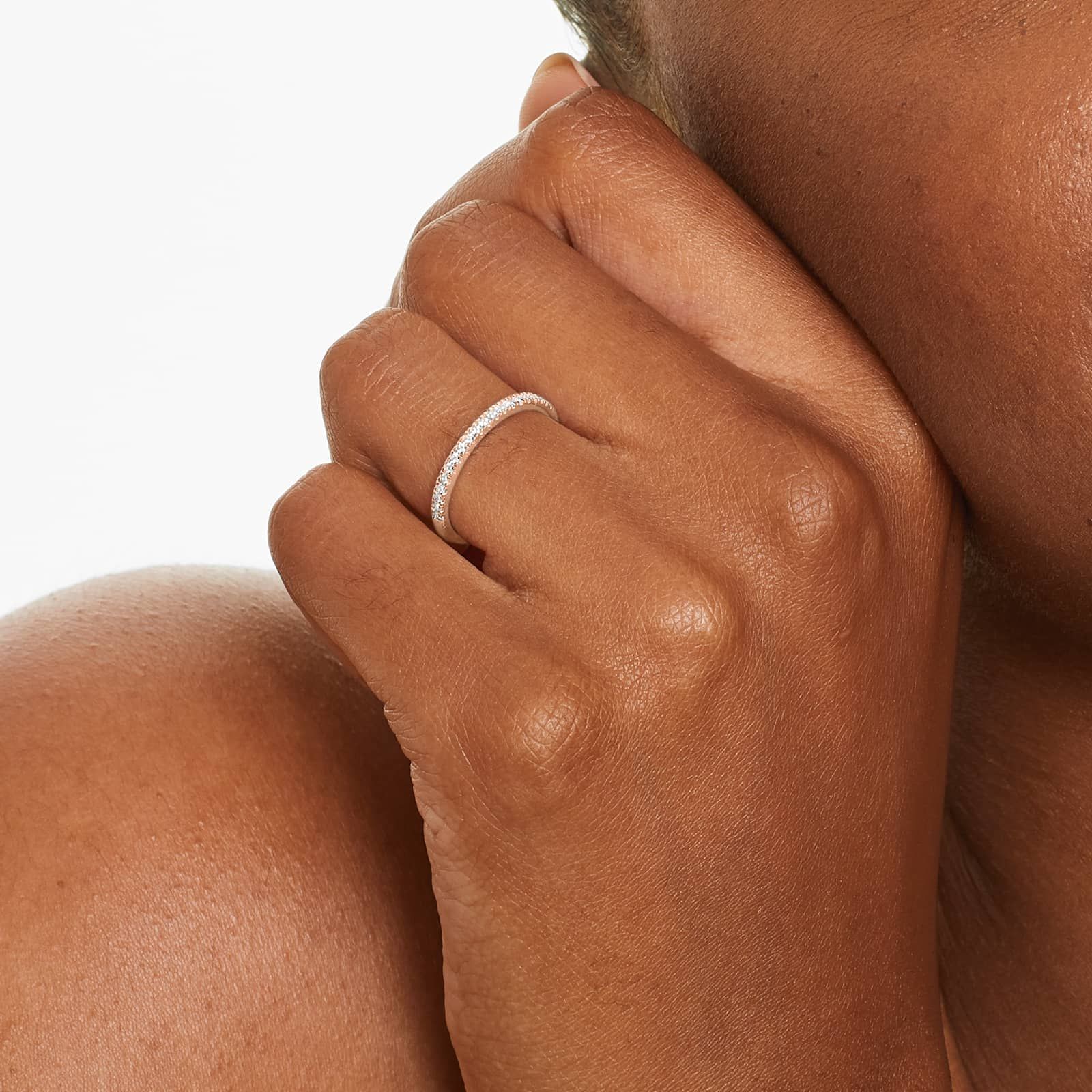 Thin Pavé Set Lab-Grown Diamond Wedding Ring In 14K Rose Gold (1.50mm)