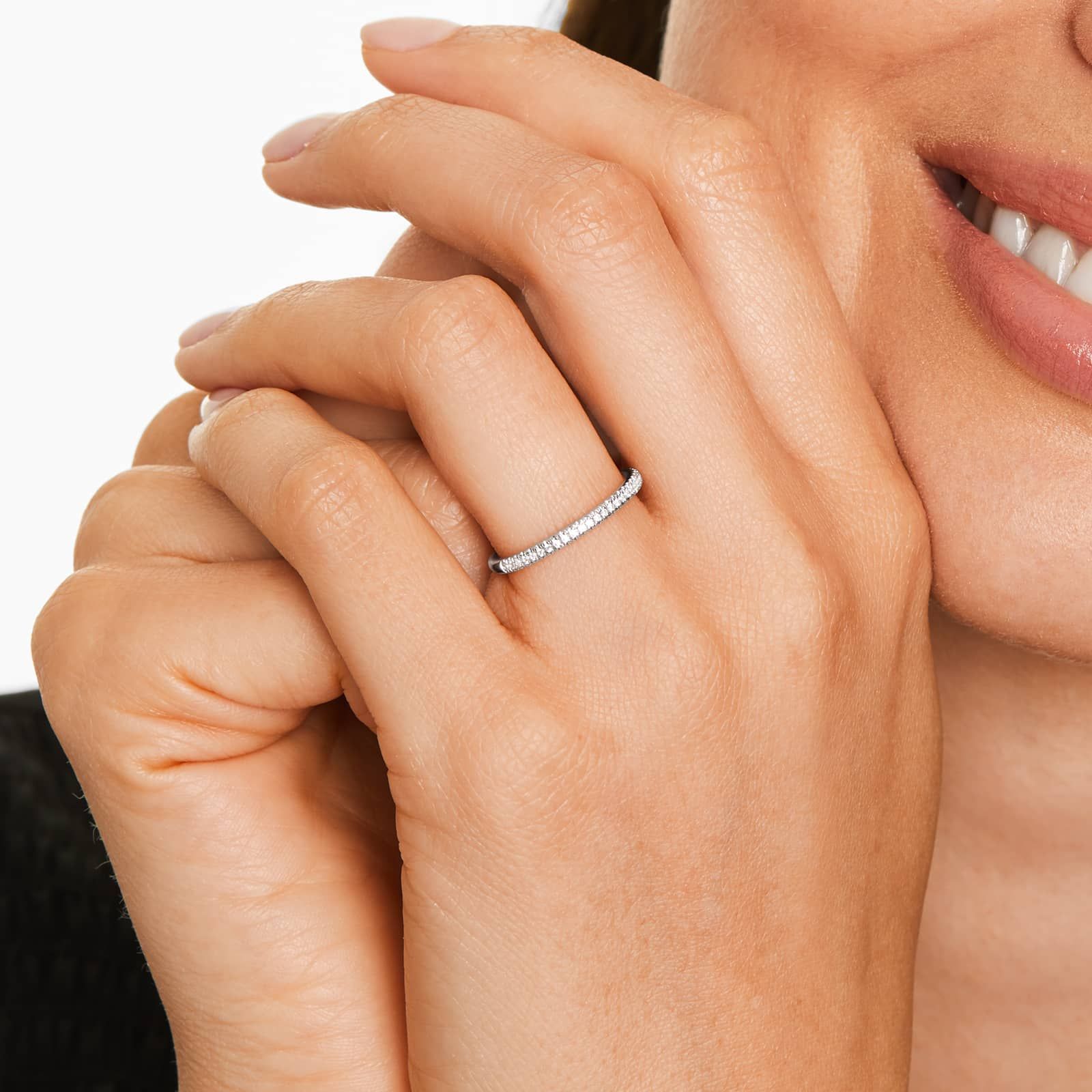 Pavé Rounded Diamond Wedding Ring In 18K White Gold (1.50mm)