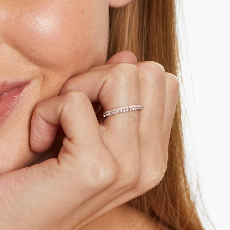 Pavé Knife Edge Lotus Diamond Wedding Ring In 14K Rose Gold (2.50mm)