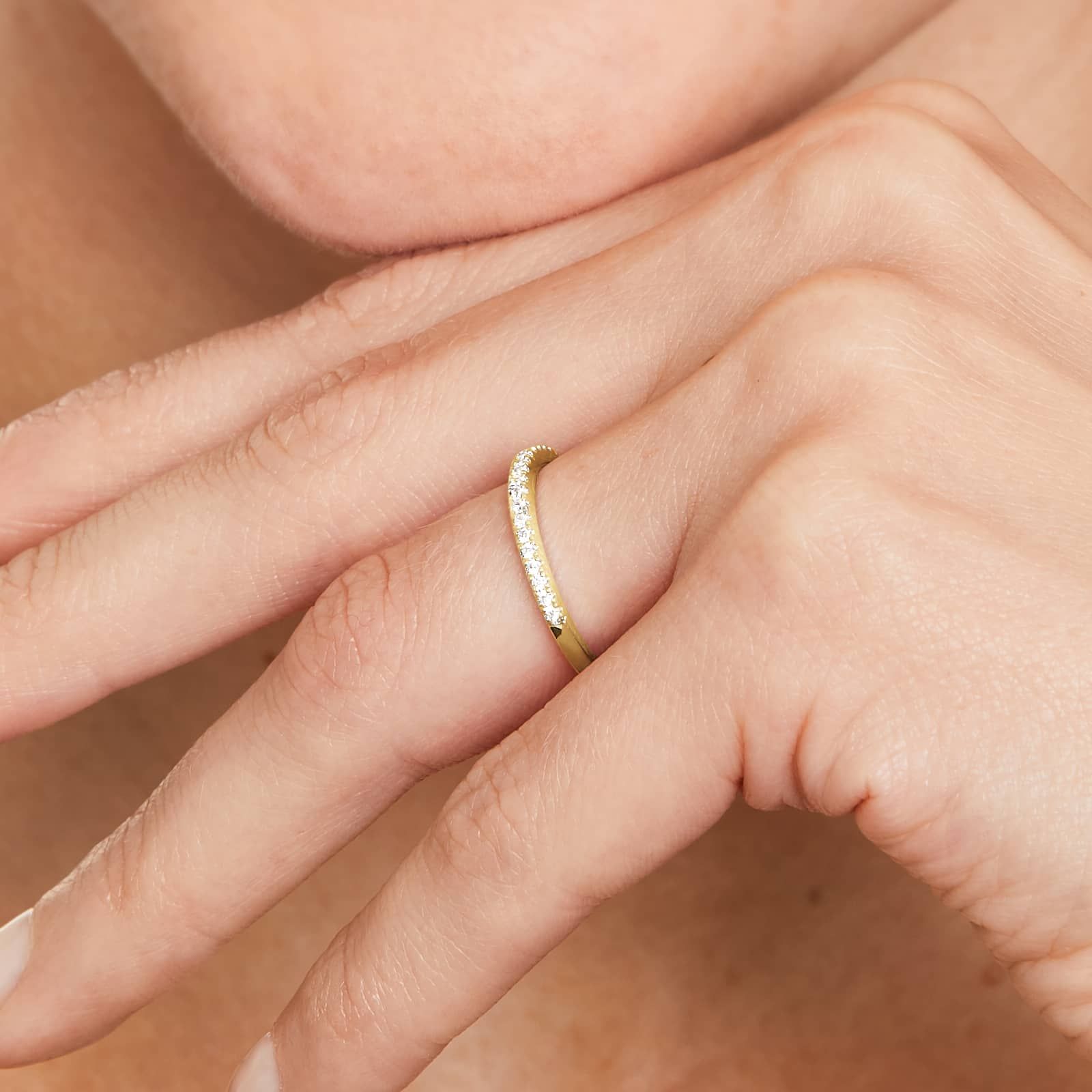 U Pavé Diamond Wedding Ring In 14K Yellow Gold (1.50mm)