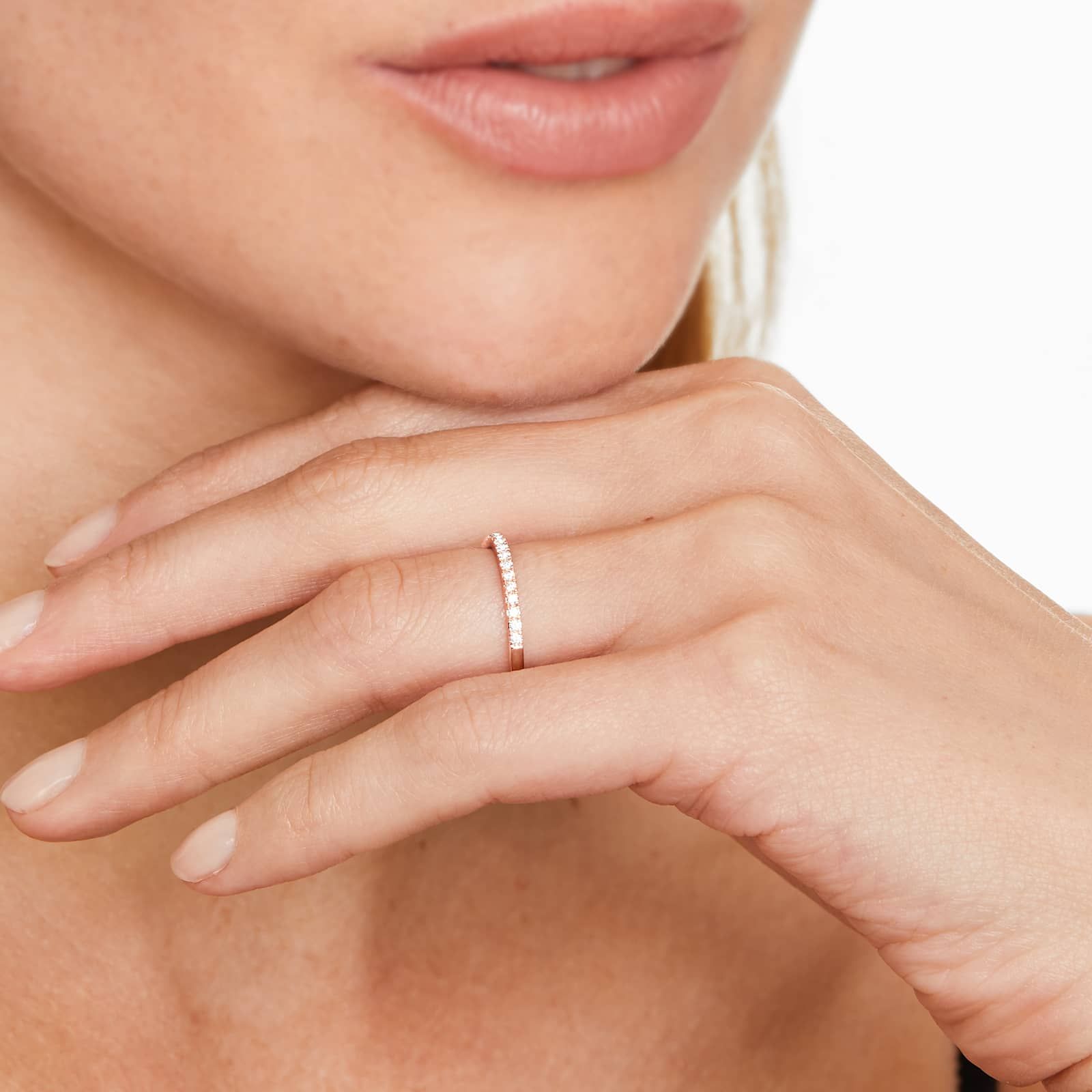 Pavé Diamond Wedding Ring In 14K Rose Gold (1.50mm)