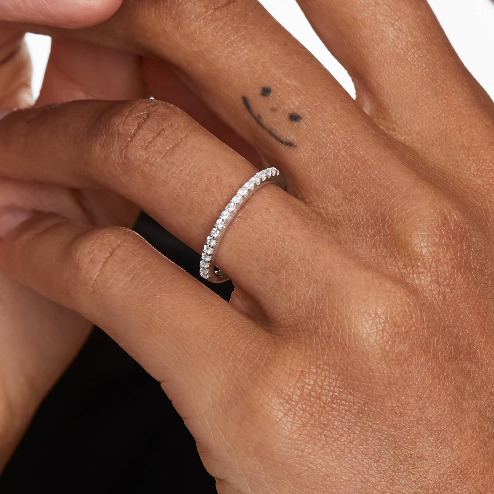 Pavé Diamond Wedding Ring In 14K White Gold (2.00mm)