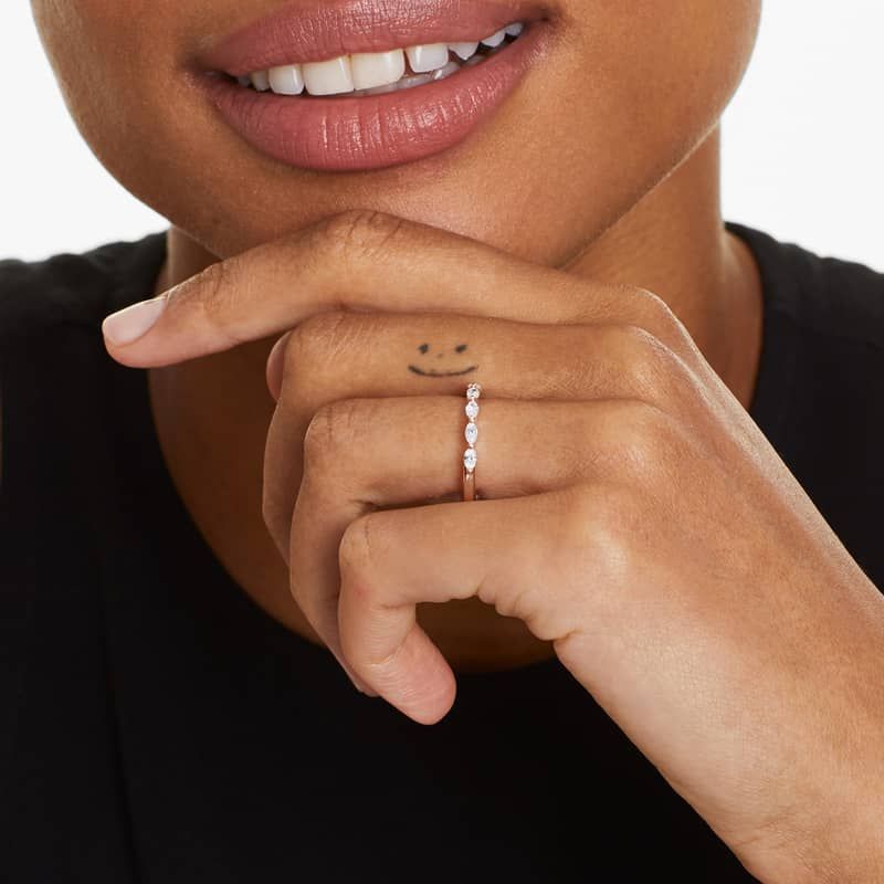 Shared Prong Wedding Ring With Marquise Cut Diamonds In 14K Rose Gold (2.00mm)