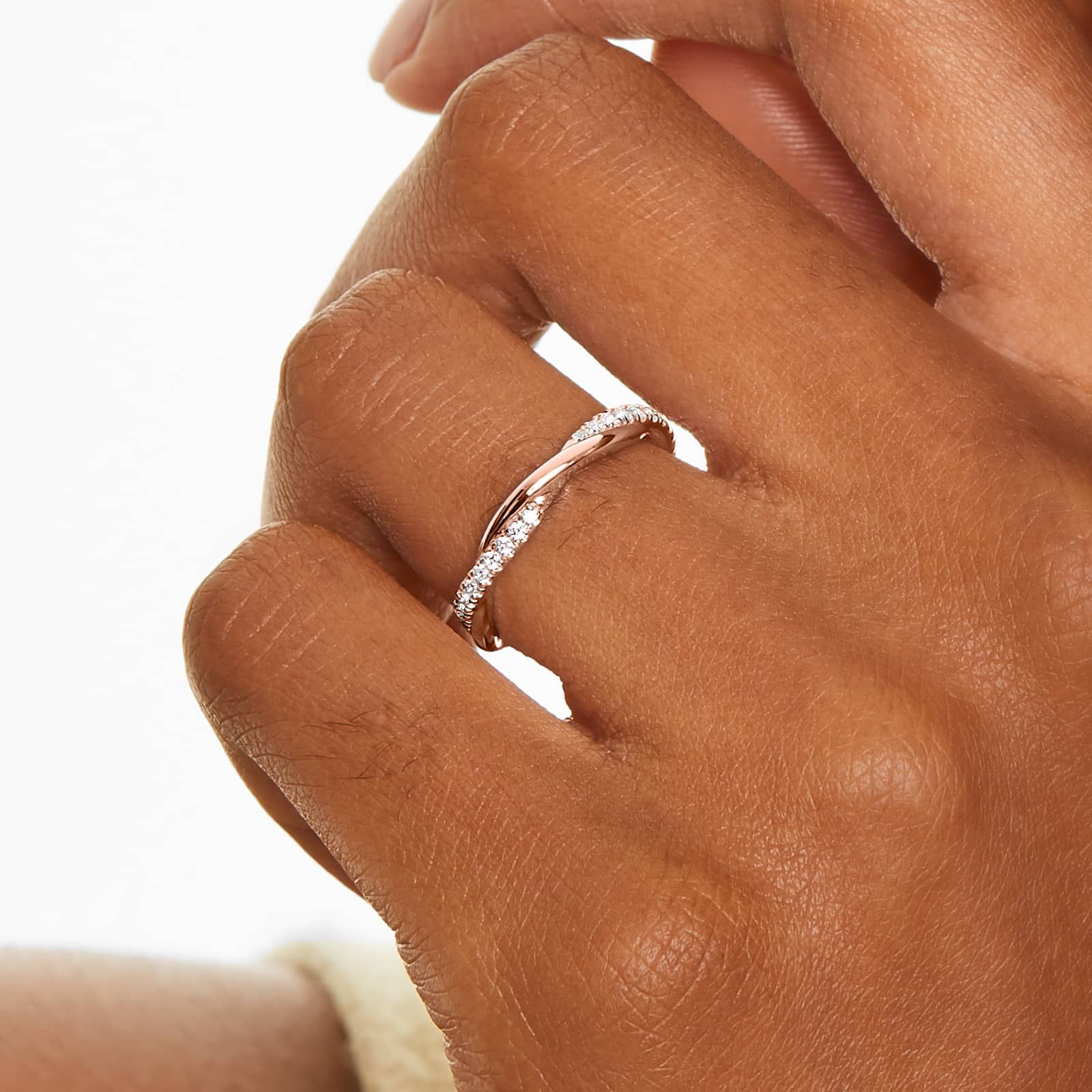 Twisted Pavé Diamond Wedding Ring In 14K Rose Gold (2.00mm)