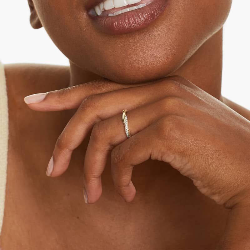 Twisted Pavé Diamond Wedding Ring In 14K Yellow Gold (2.00mm)