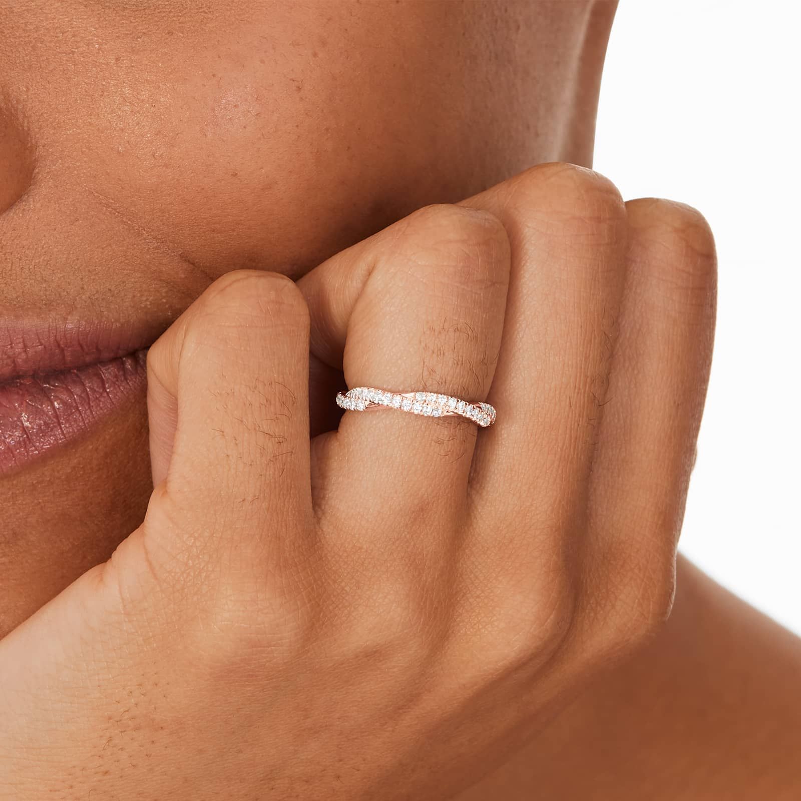 Pavé Rope Diamond Wedding Ring In 14K Rose Gold (2.60mm)