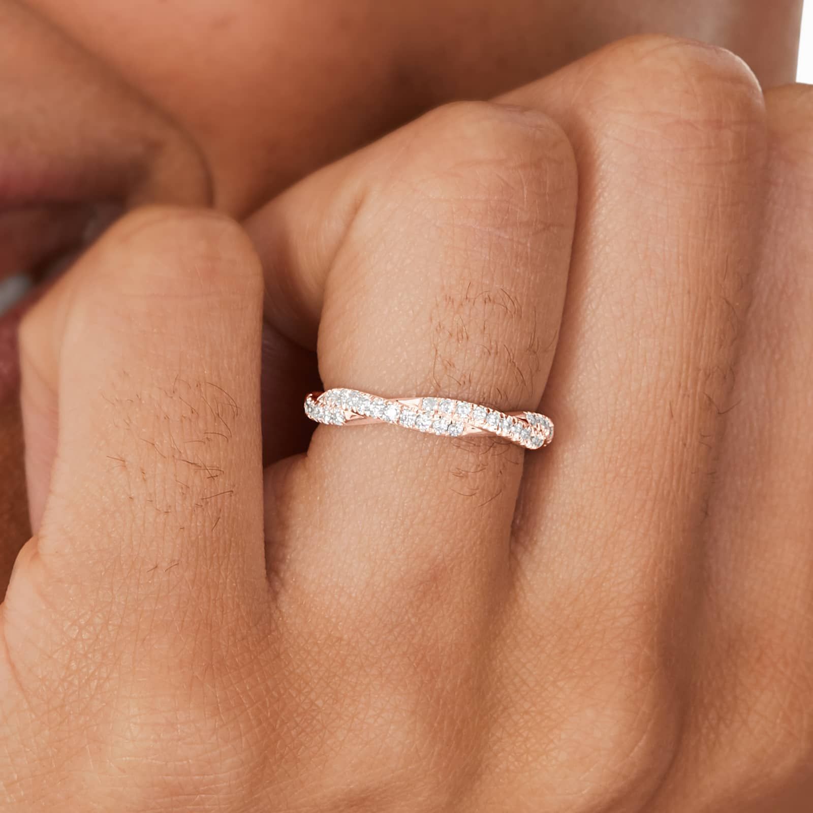 Pavé Rope Diamond Wedding Ring In 14K Rose Gold (2.60mm)