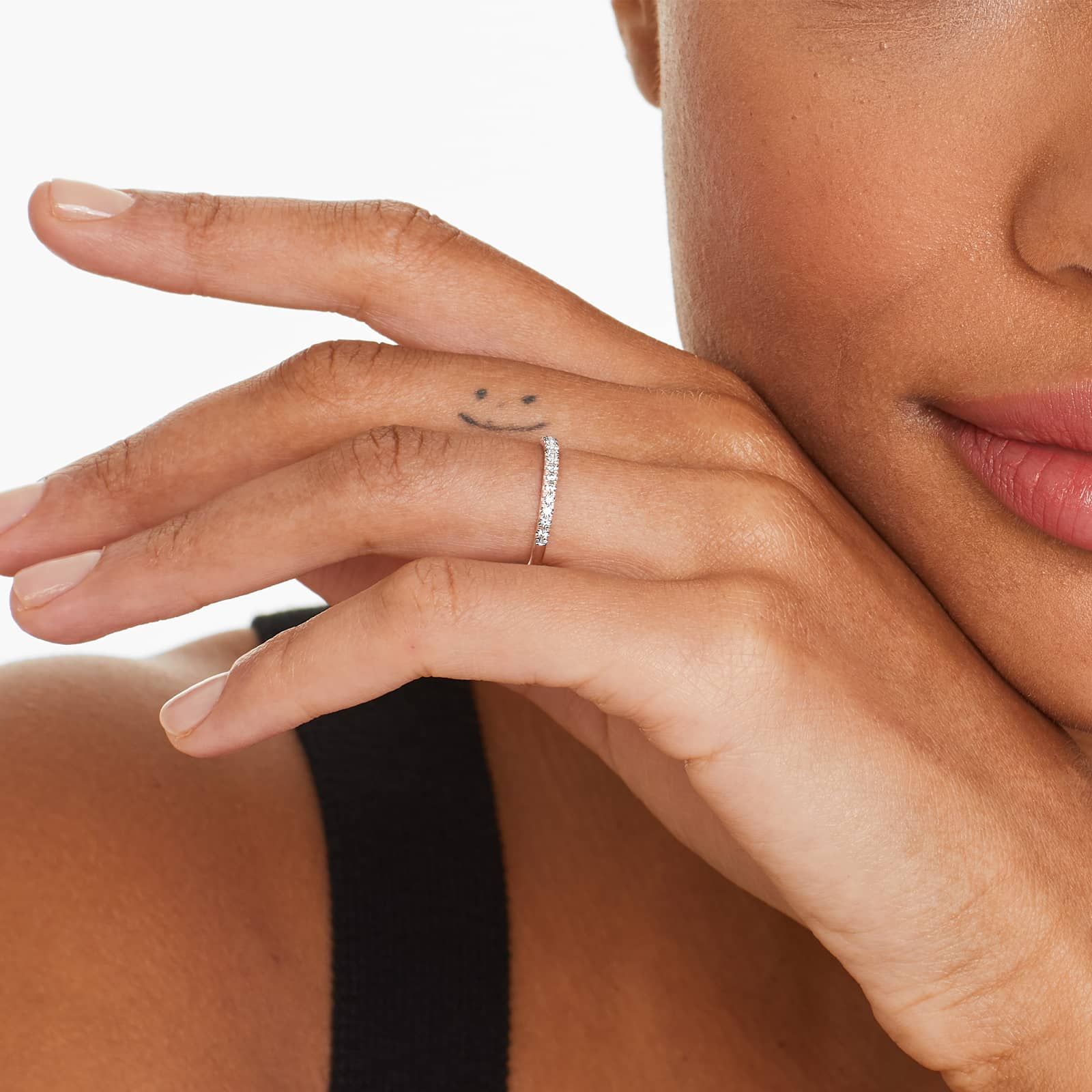 Thin Pavé Set Diamond Wedding Ring In 14K Rose Gold (1.50mm)