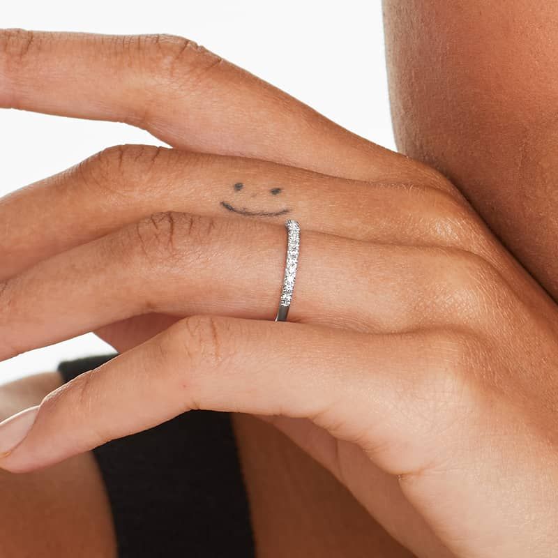 Thin Pavé Set Diamond Wedding Ring In Platinum (1.50mm)