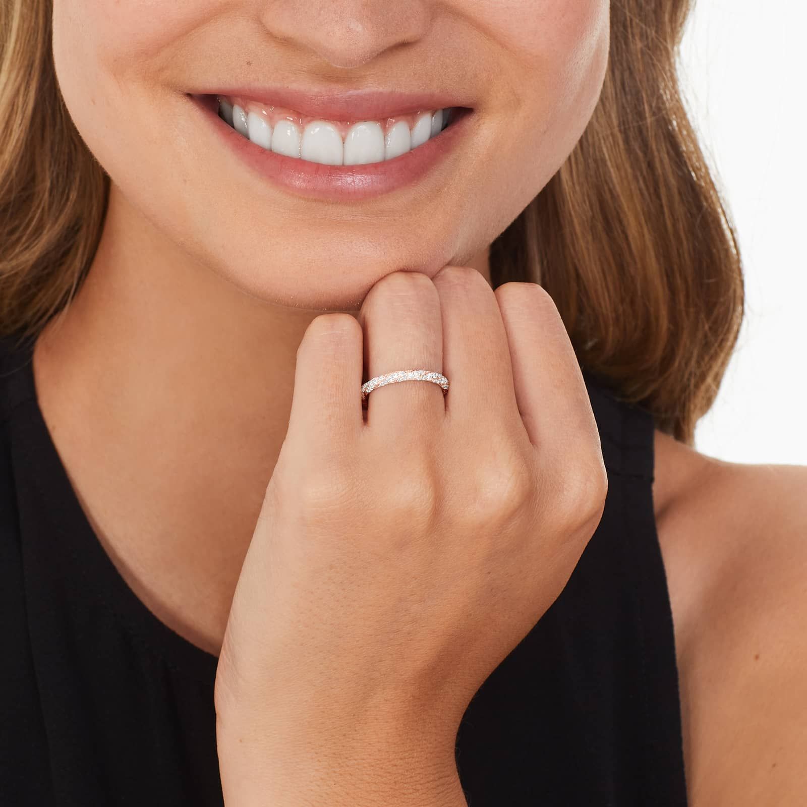 Twisted Pavé Diamond Wedding Ring In 14K Rose Gold (2.00mm)