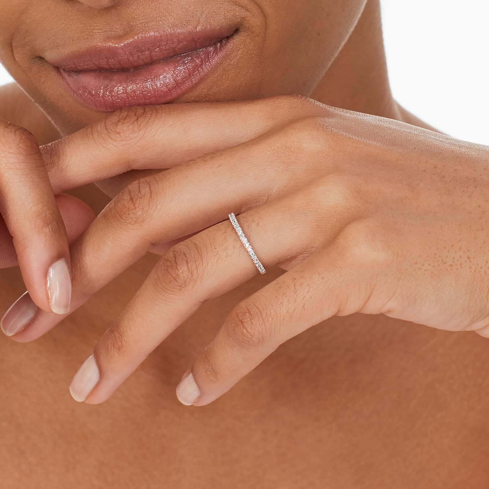 Contour Pavé Diamond Wedding Ring In 14K Rose Gold (2.00mm)