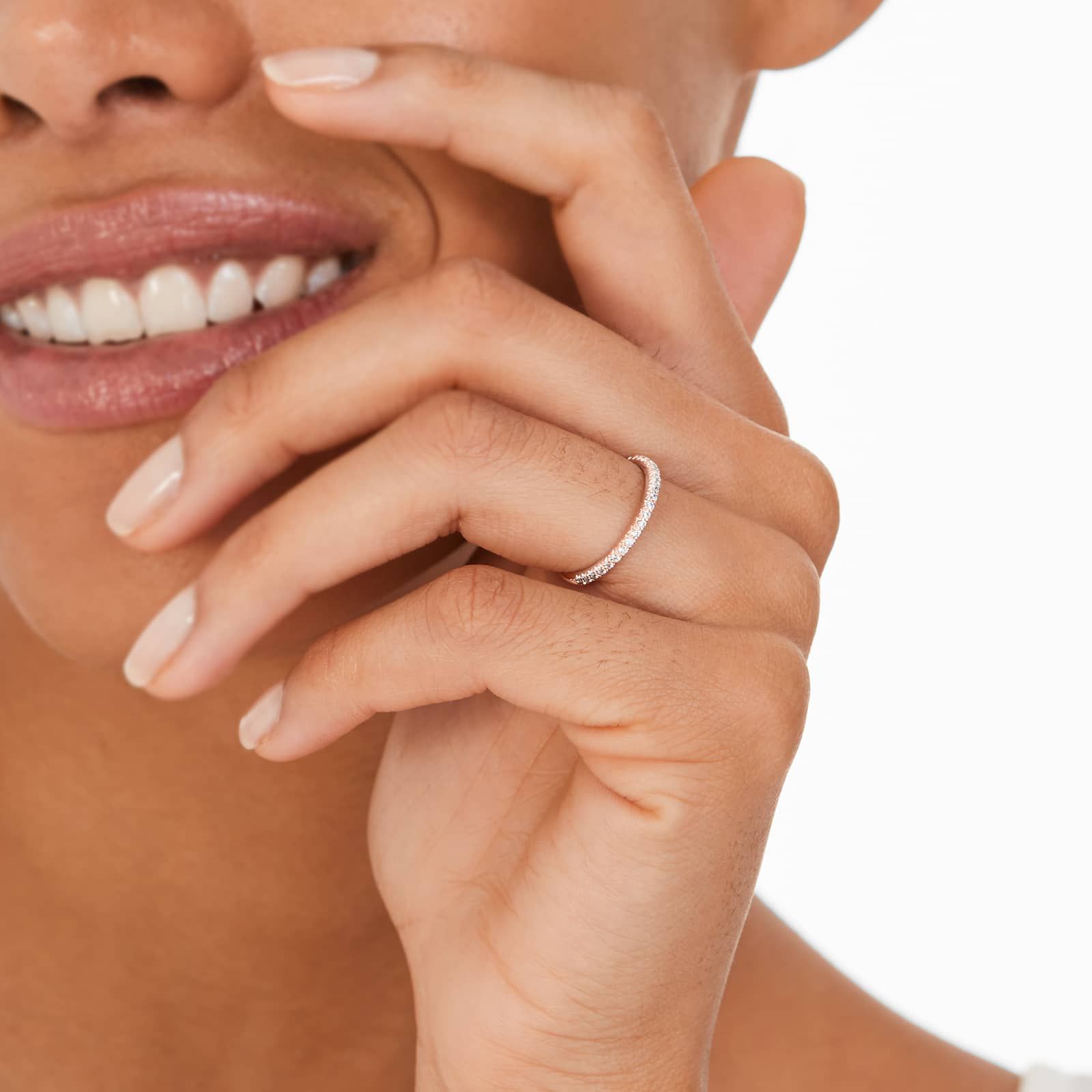 Contour Pavé Diamond Wedding Ring In 14K Rose Gold (2.00mm)