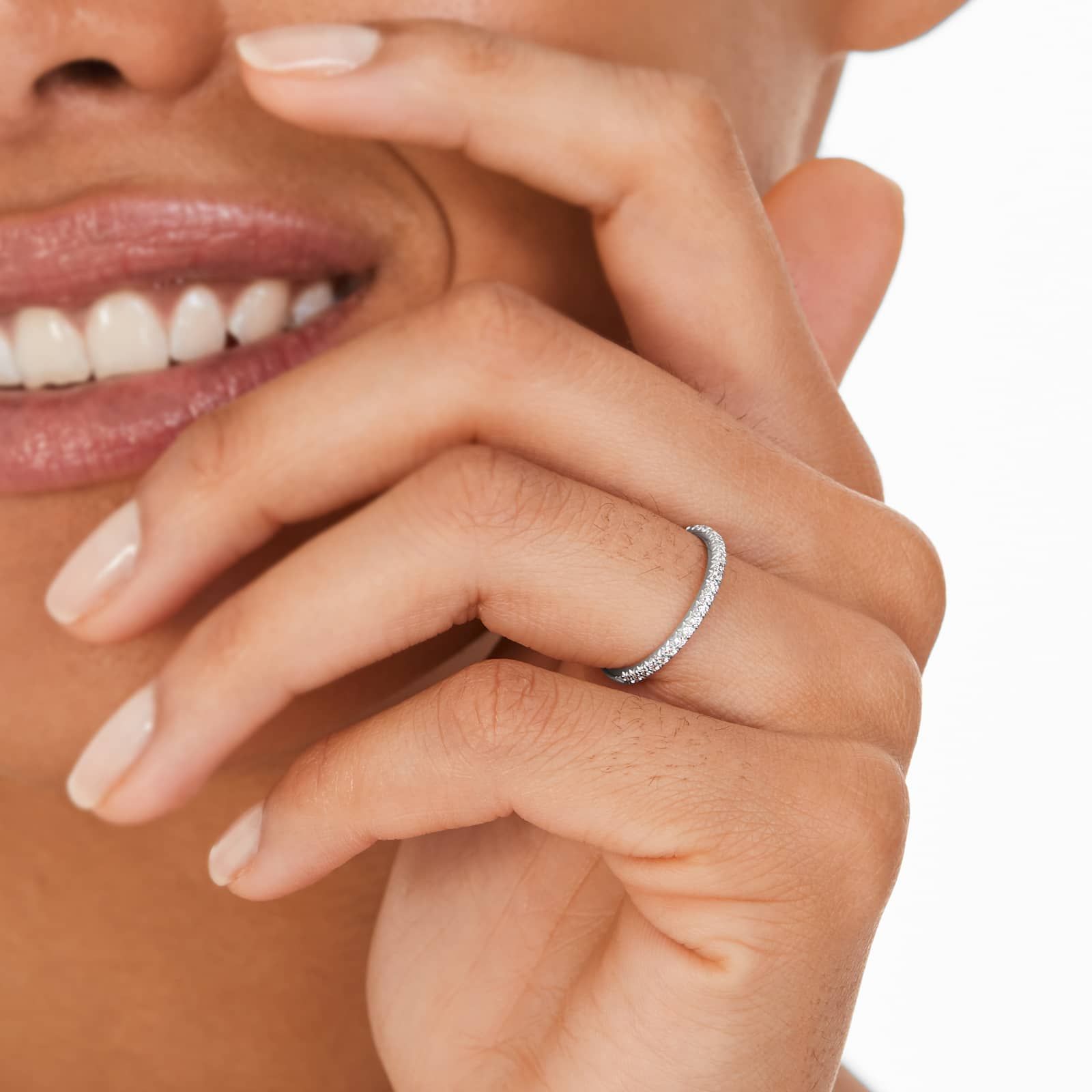 Contour Pavé Diamond Wedding Ring In 14K White Gold (2.00mm)