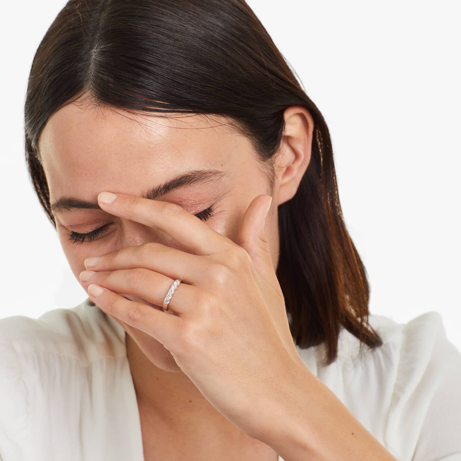 Shared Prong Five Stone Contour Anniversary Ring With 0.5 CTW Diamonds In 14K Rose Gold (2.50mm)