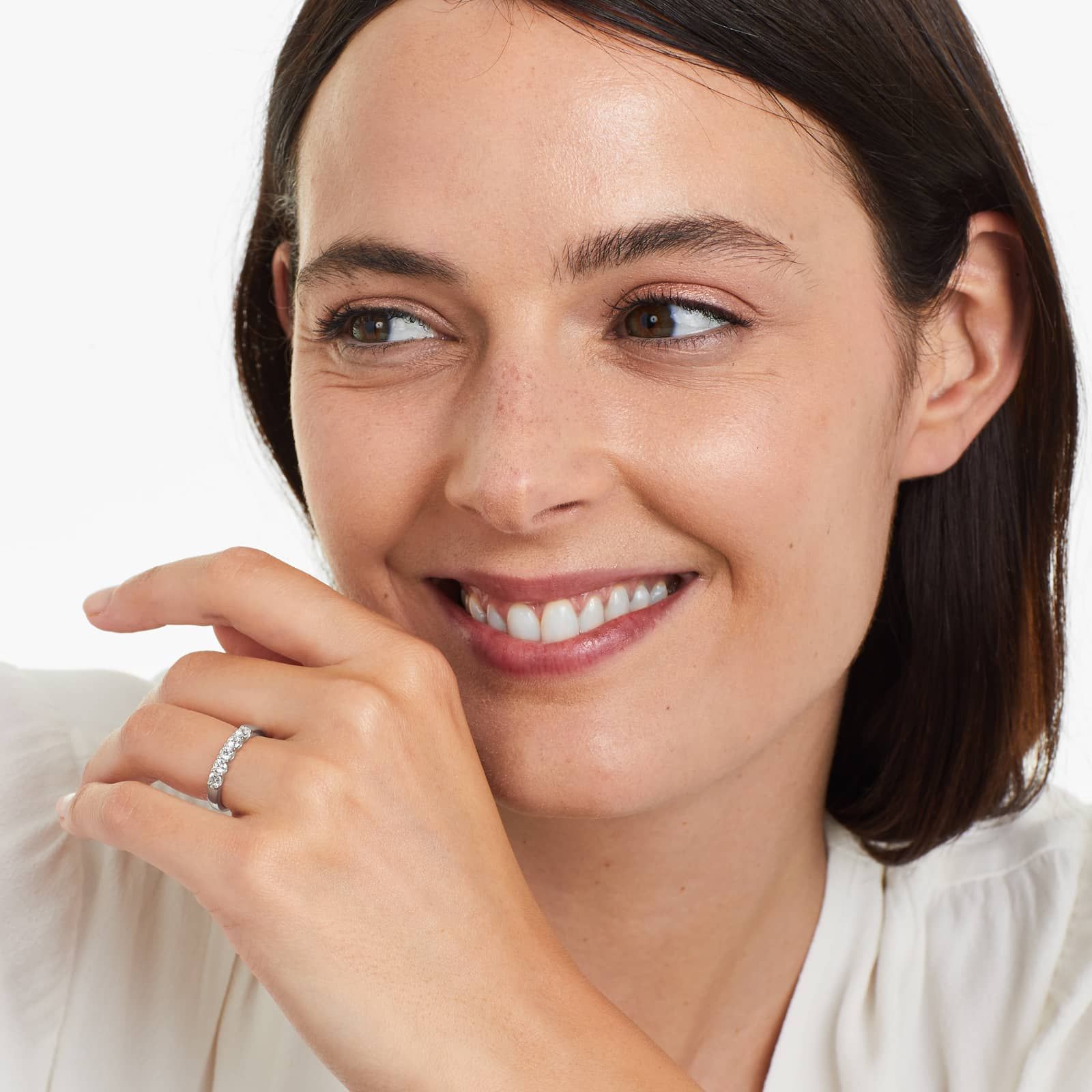 Shared Prong Five Stone Contour Anniversary Ring With 0.5 CTW Diamonds In Platinum (2.50mm)