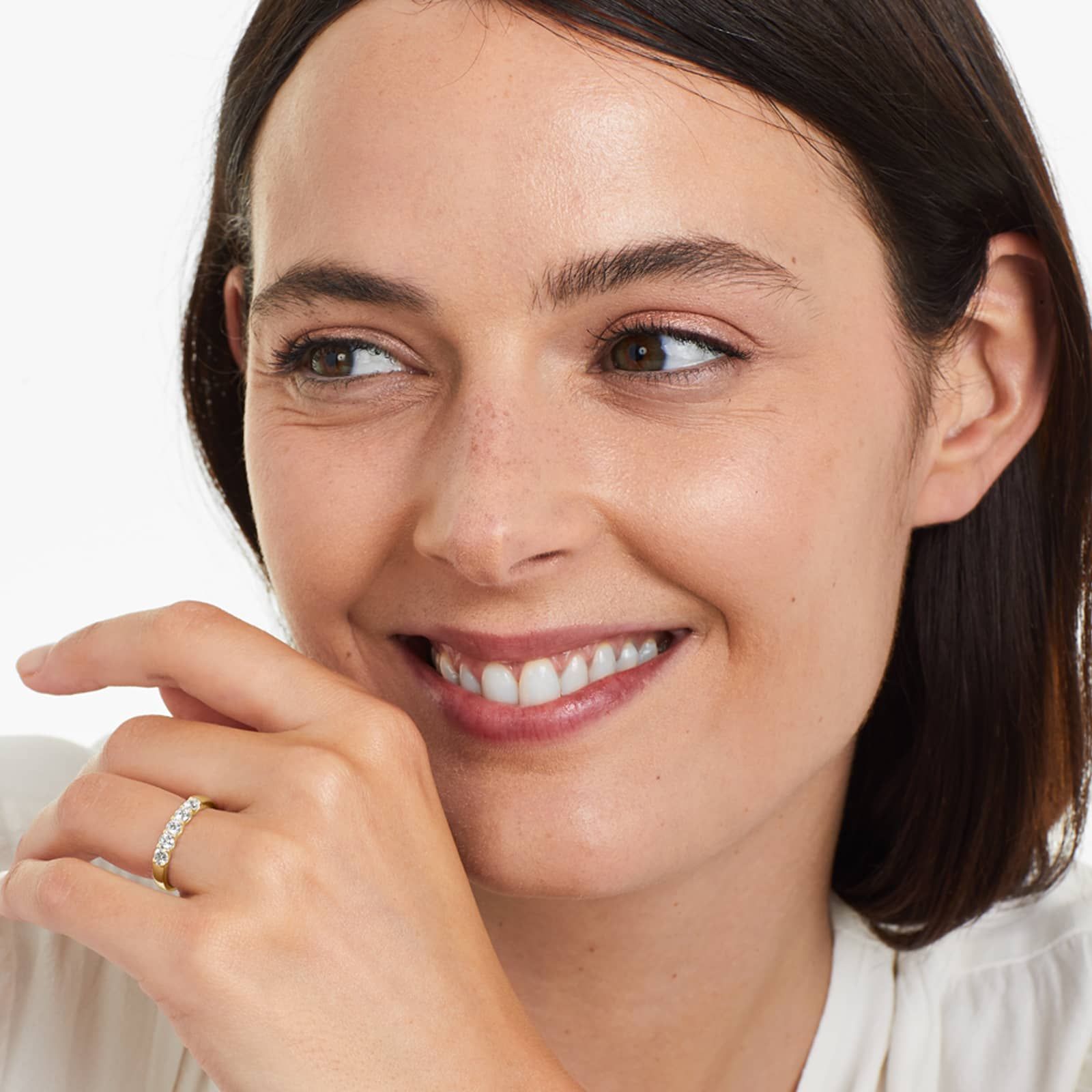 Shared Prong Five Stone Contour Anniversary Ring With 0.5 CTW Diamonds In 14K Yellow Gold (2.50mm)