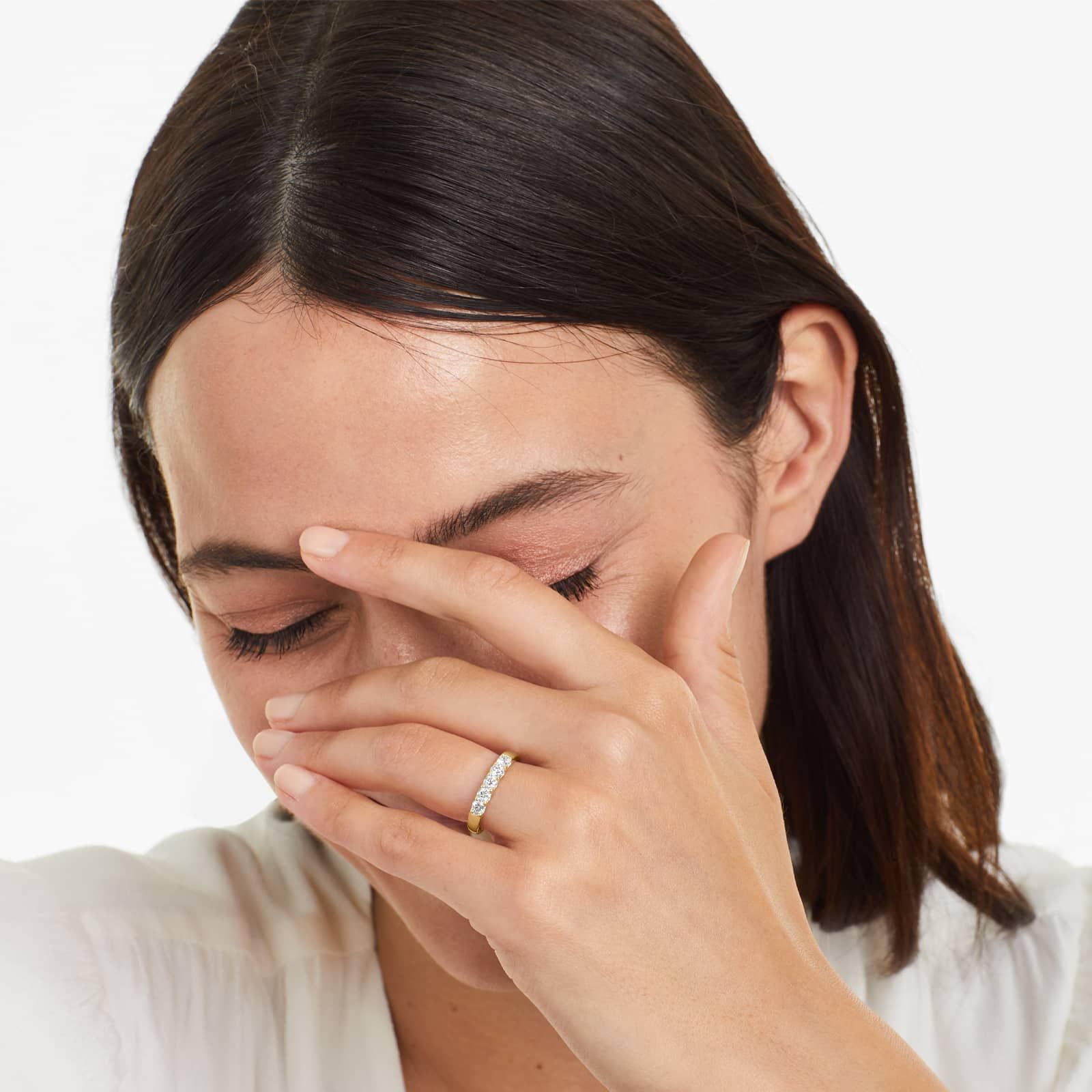 Shared Prong Five Stone Contour Anniversary Ring With 0.5 CTW Diamonds In 14K Yellow Gold (2.50mm)