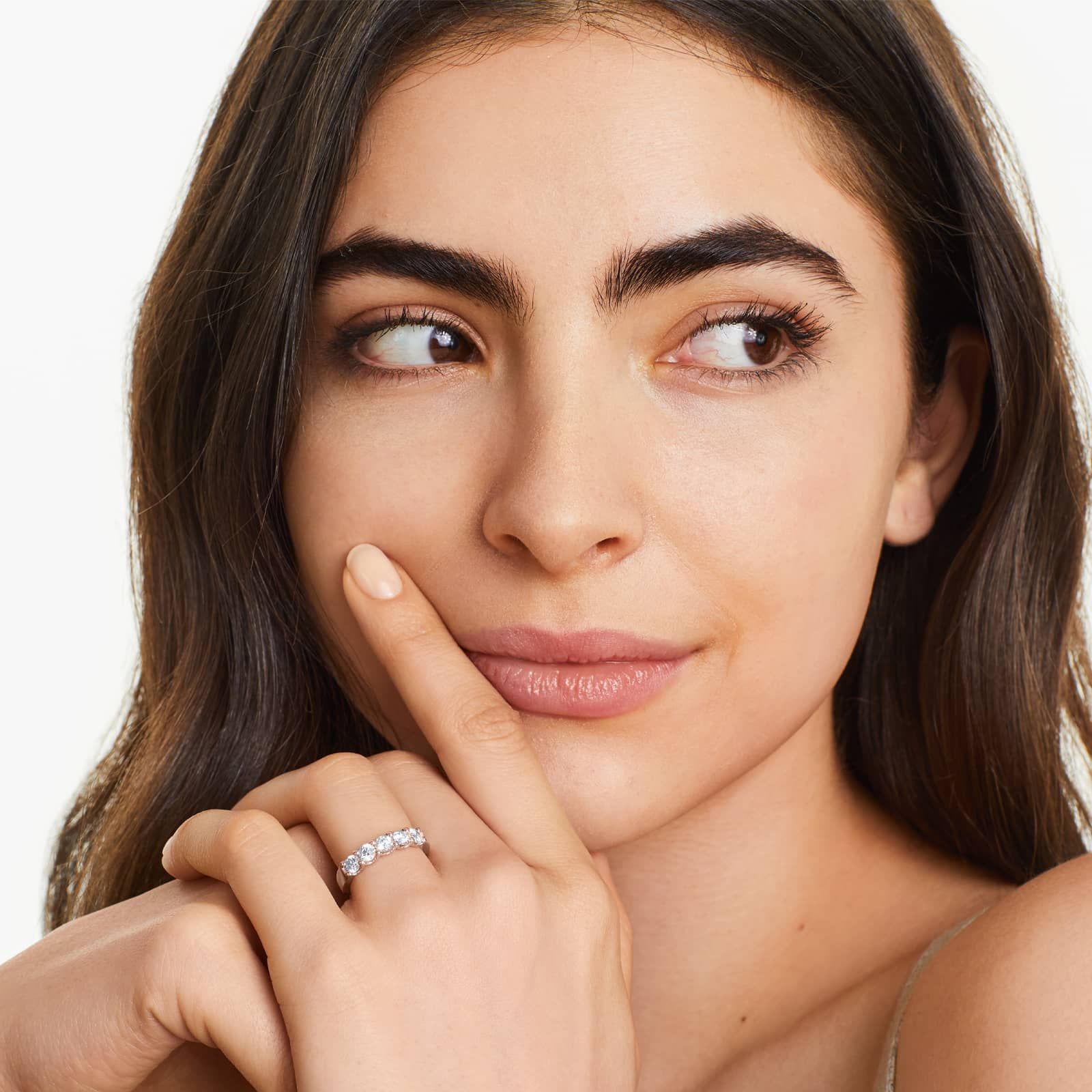 Shared Prong Five Stone Contour Anniversary Ring With 1 CTW Diamonds In 14K Rose Gold (3.00mm)