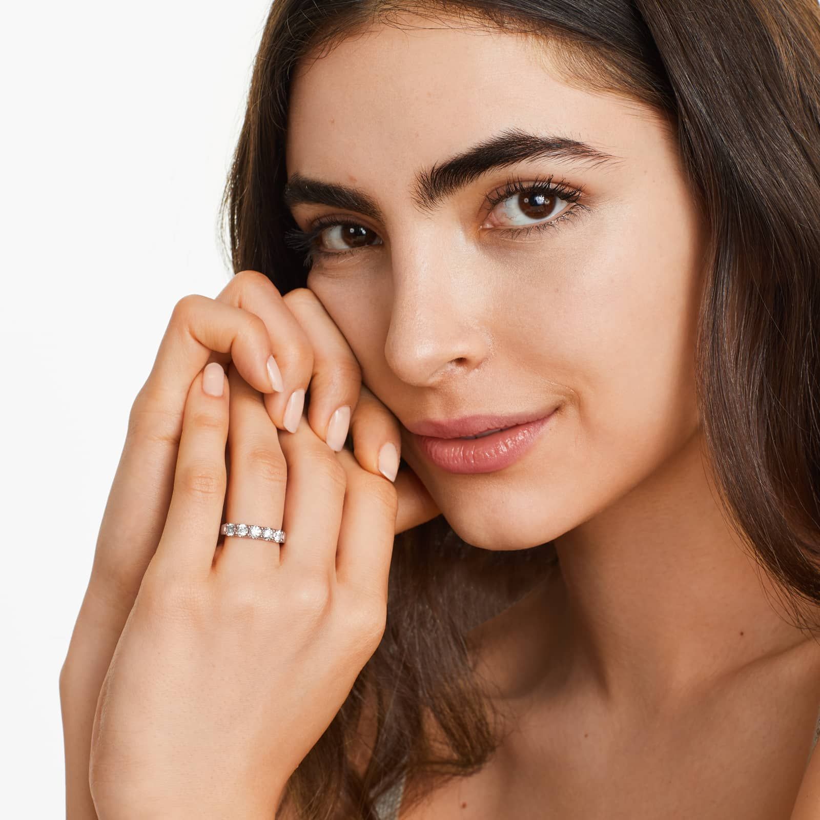 Shared Prong Five Stone Contour Anniversary Ring With 1 CTW Diamonds In 14K Rose Gold (3.00mm)