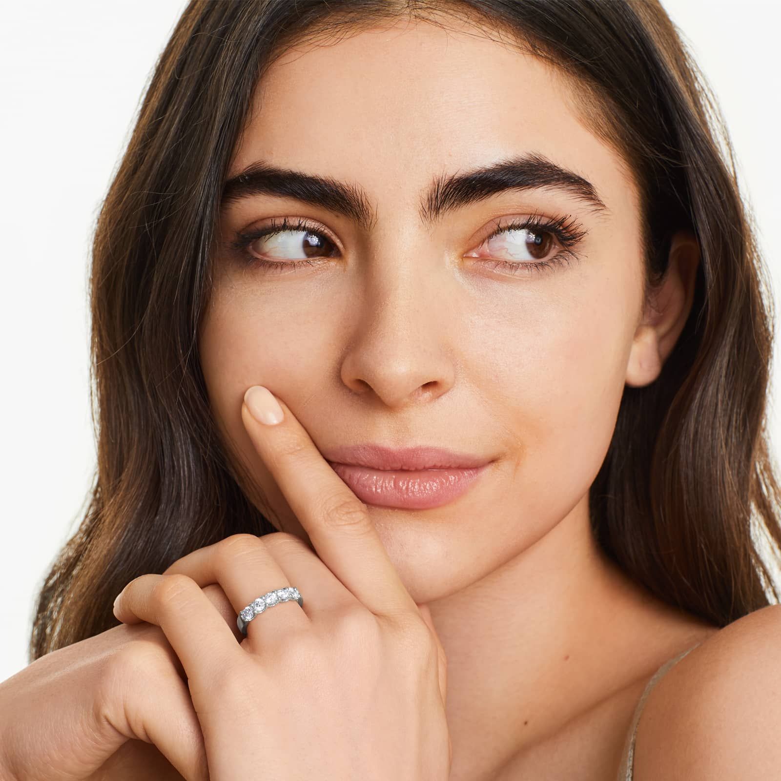 Shared Prong Five Stone Contour Anniversary Ring With 1 CTW Diamonds In Platinum (3.00mm)