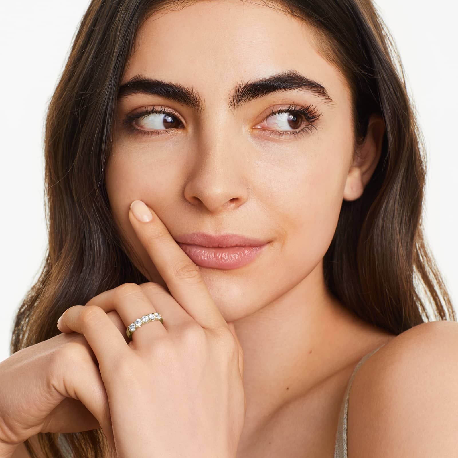 Shared Prong Five Stone Contour Anniversary Ring With 1 CTW Diamonds In 14K Yellow Gold (3.00mm)