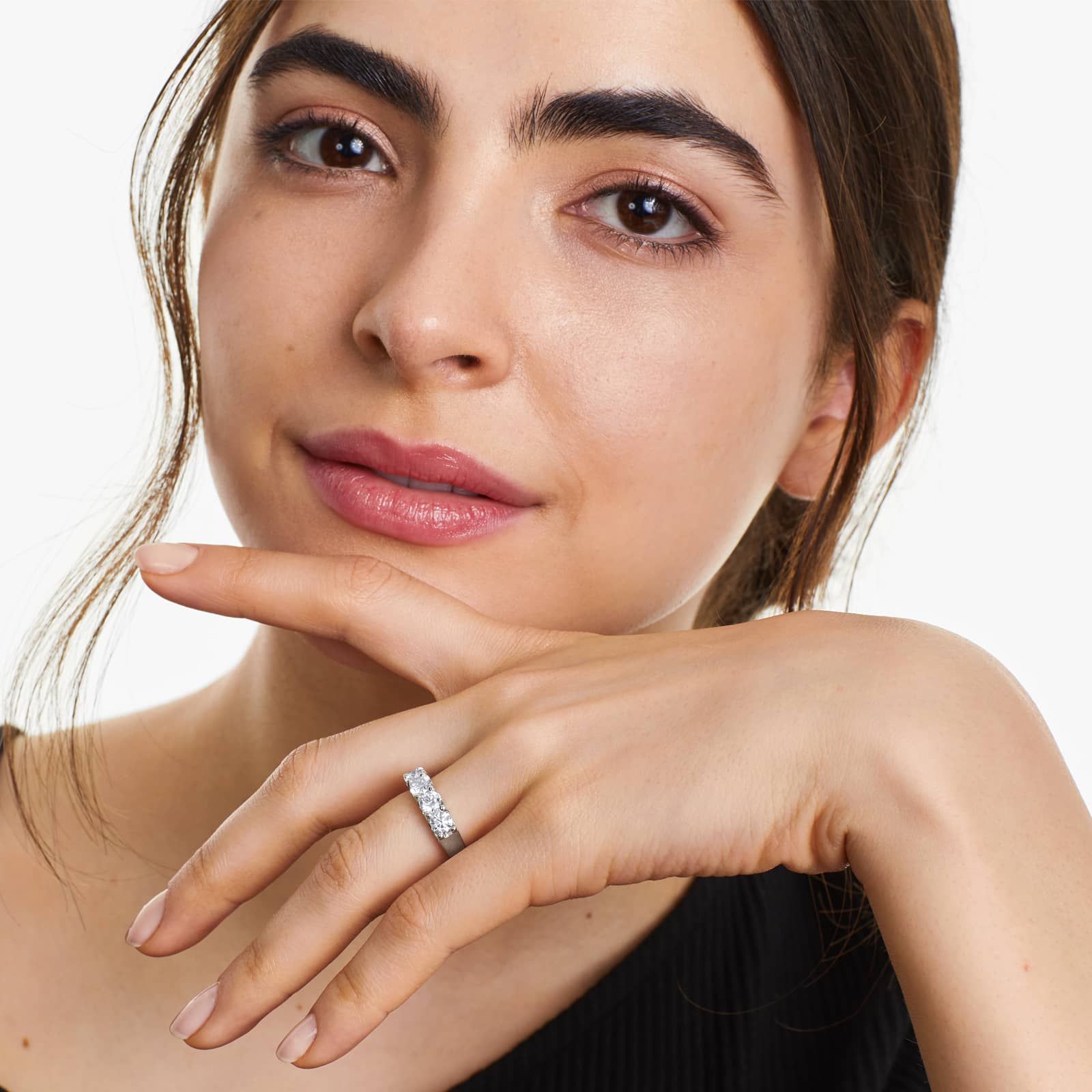 Shared Prong Five Stone Contour Anniversary Ring With 2 CTW Diamonds In 14K White Gold (4.00mm)