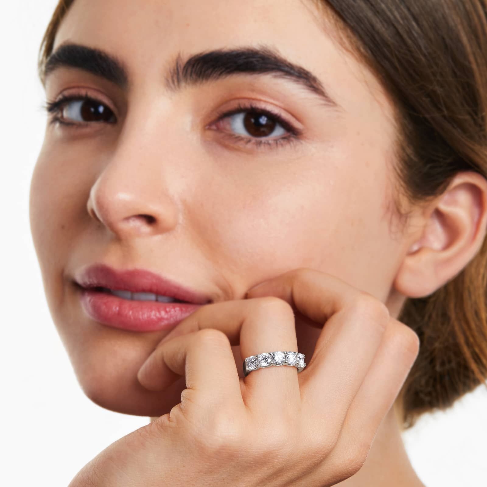 Shared Prong Five Stone Contour Anniversary Ring With 2 CTW Diamonds In 14K White Gold (4.00mm)