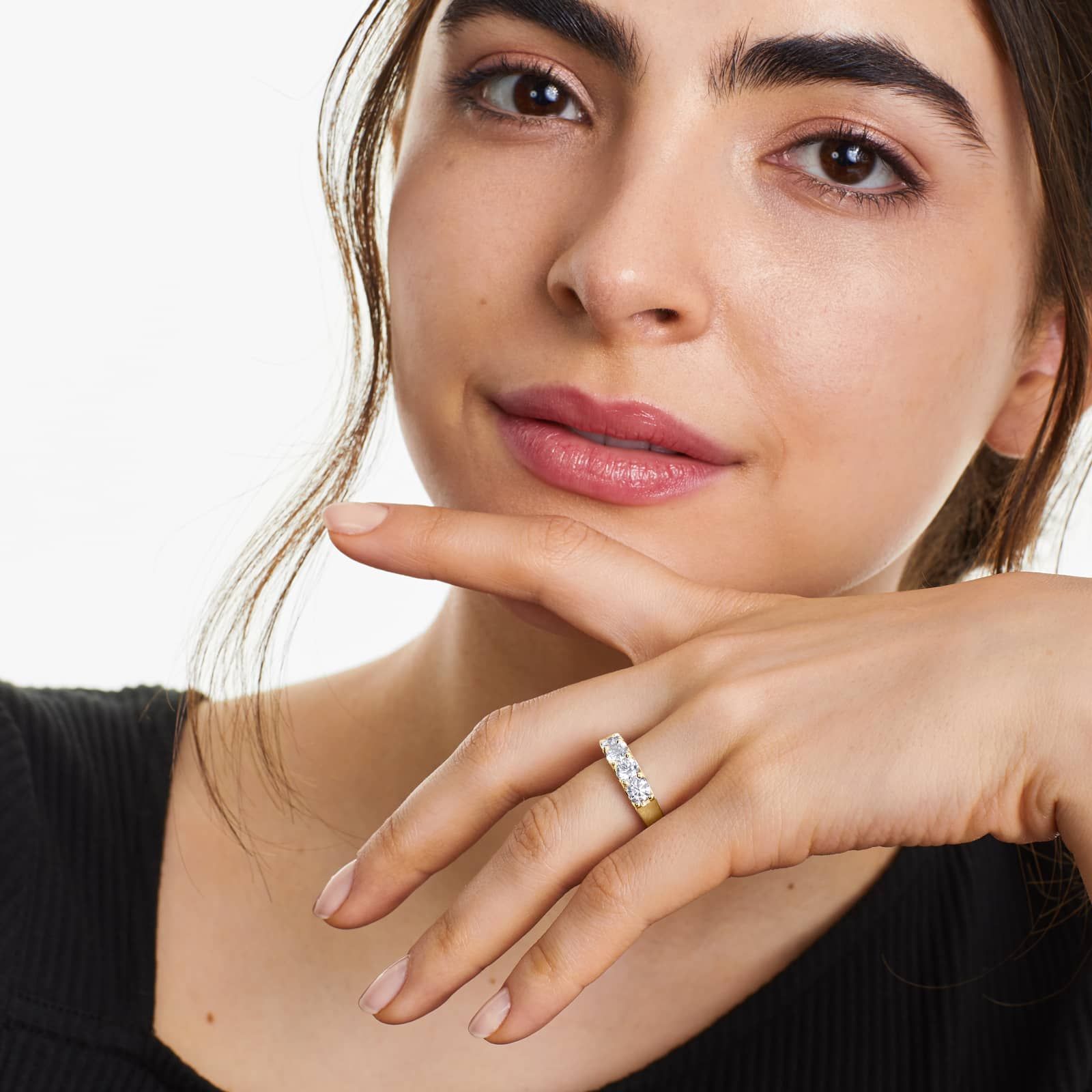 Shared Prong Five Stone Contour Anniversary Ring With 2 CTW Diamonds In 14K Yellow Gold (4.00mm)