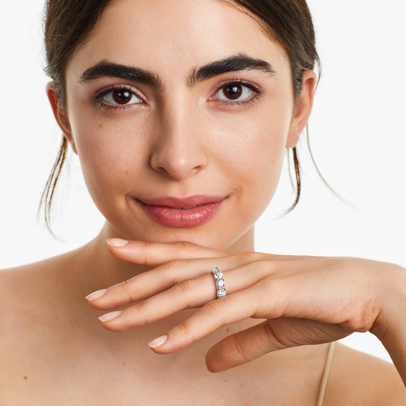 Shared Prong Five Stone Contour Anniversary Ring With 2.5 CTW Diamonds In 14K Rose Gold (4.00mm)