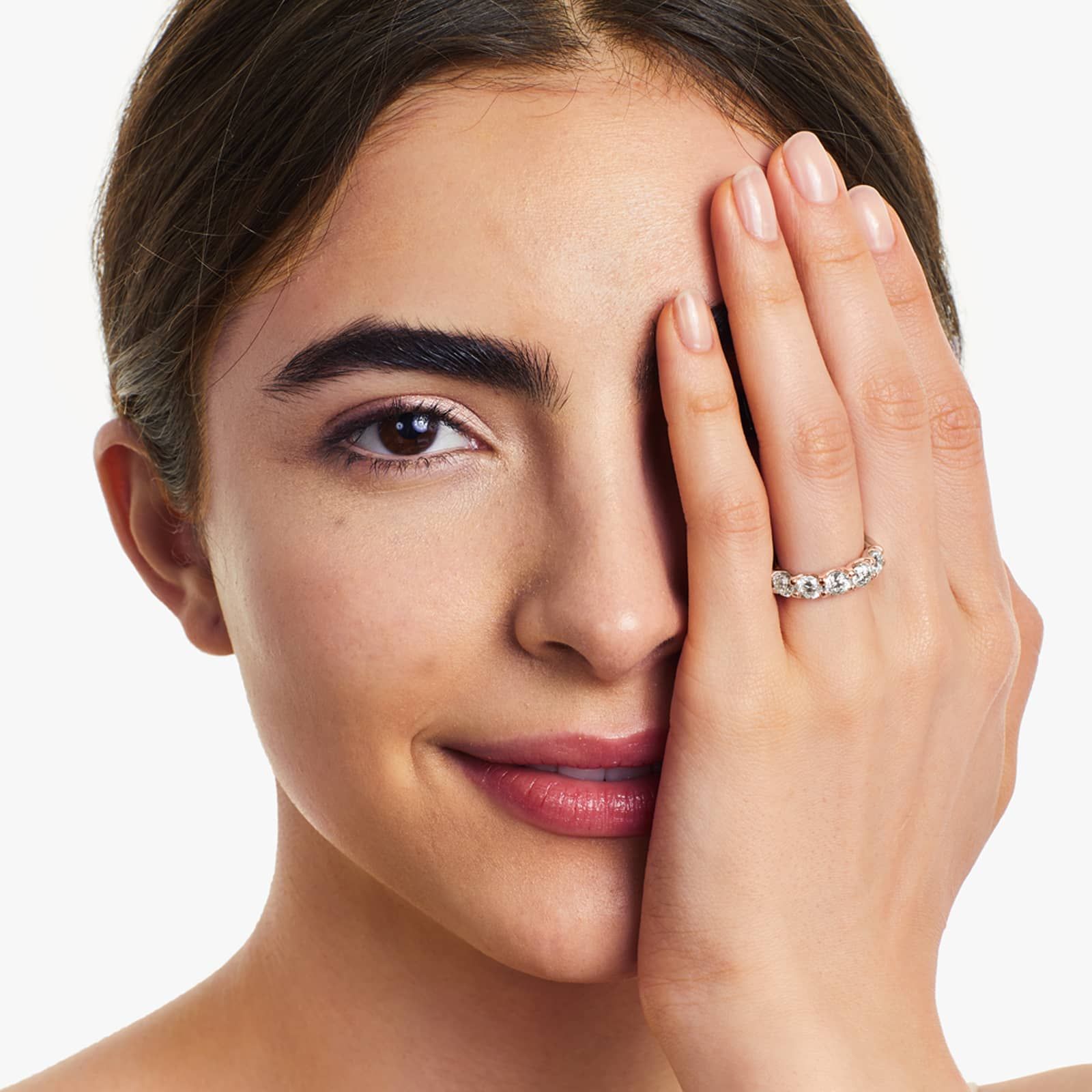 Shared Prong Five Stone Contour Anniversary Ring With 2.5 CTW Diamonds In 14K Rose Gold (4.00mm)