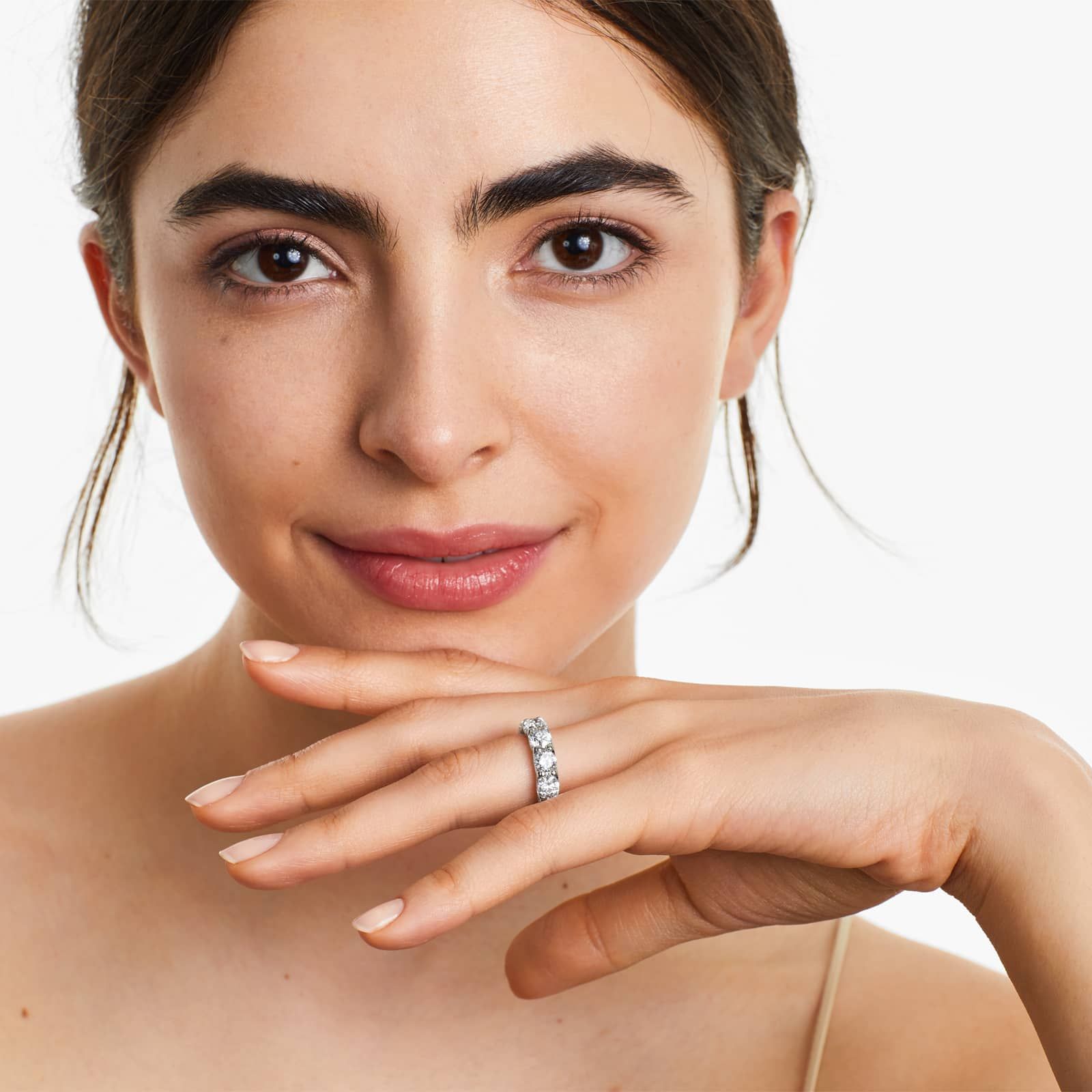 Shared Prong Five Stone Contour Anniversary Ring With 2.5 CTW Diamonds In Platinum (4.00mm)