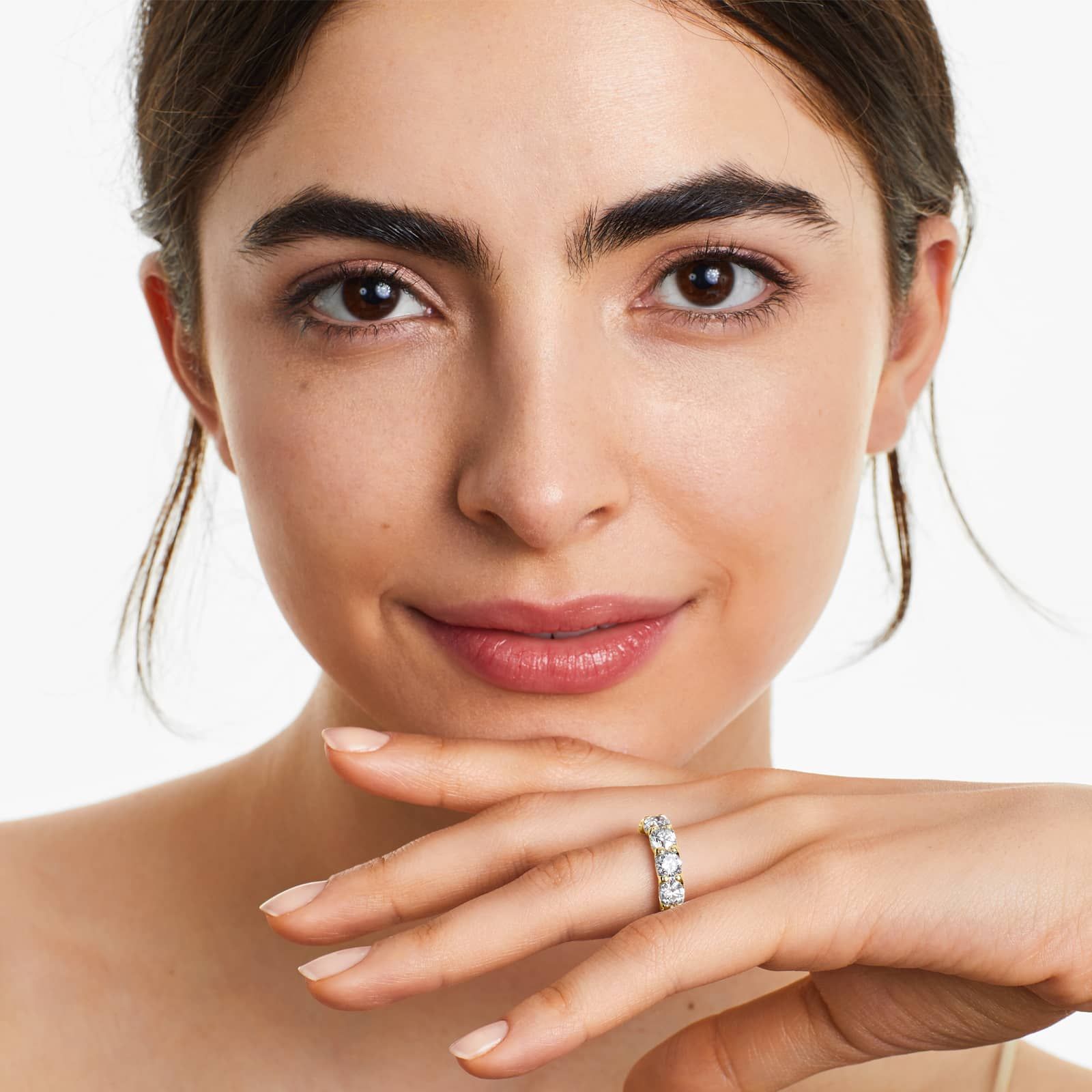 Shared Prong Five Stone Contour Anniversary Ring With 2.5 CTW Diamonds In 14K Yellow Gold (4.00mm)