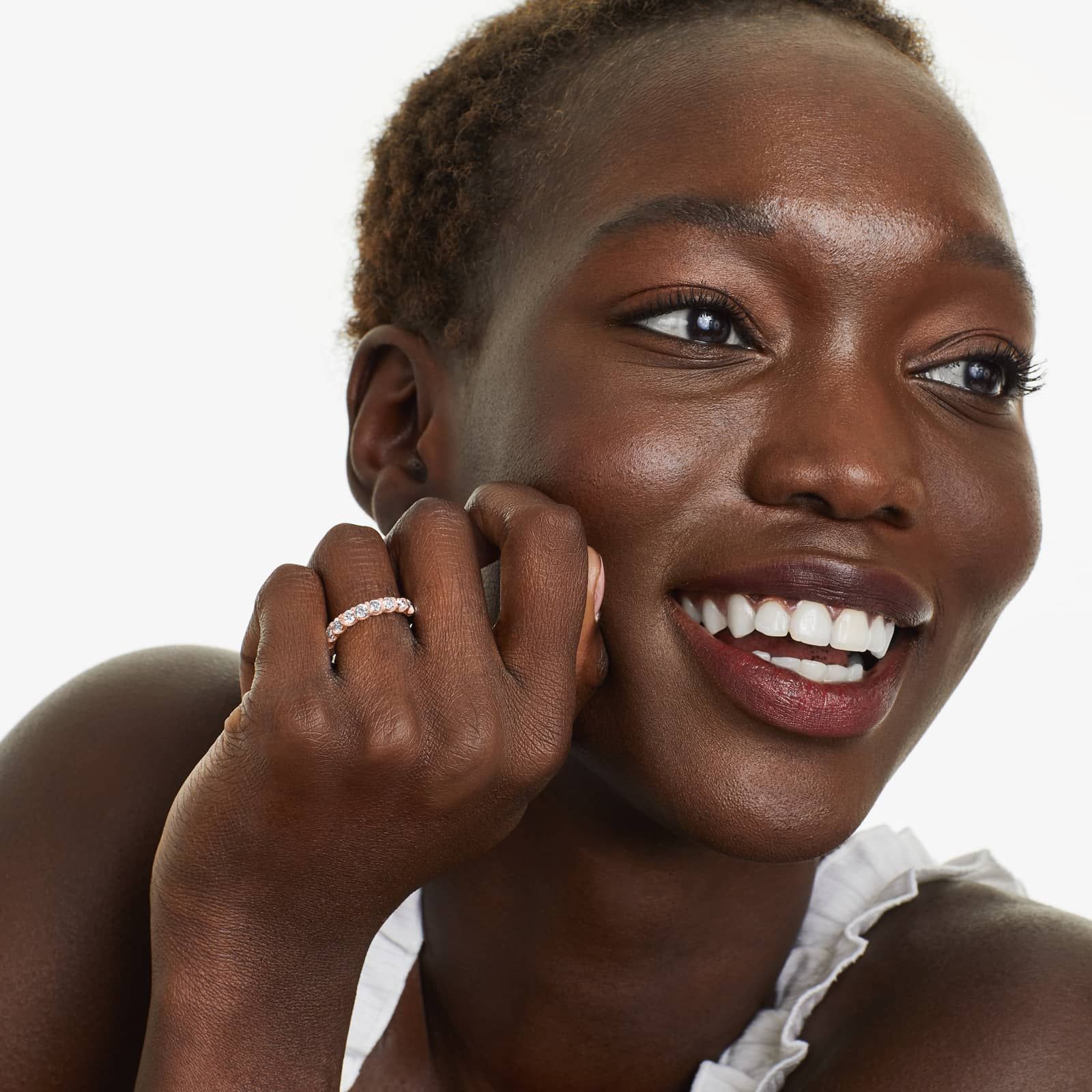 Shared Prong Nine Stone Contour Anniversary Ring With 1 CTW Diamonds In 14K Rose Gold (3.00mm)