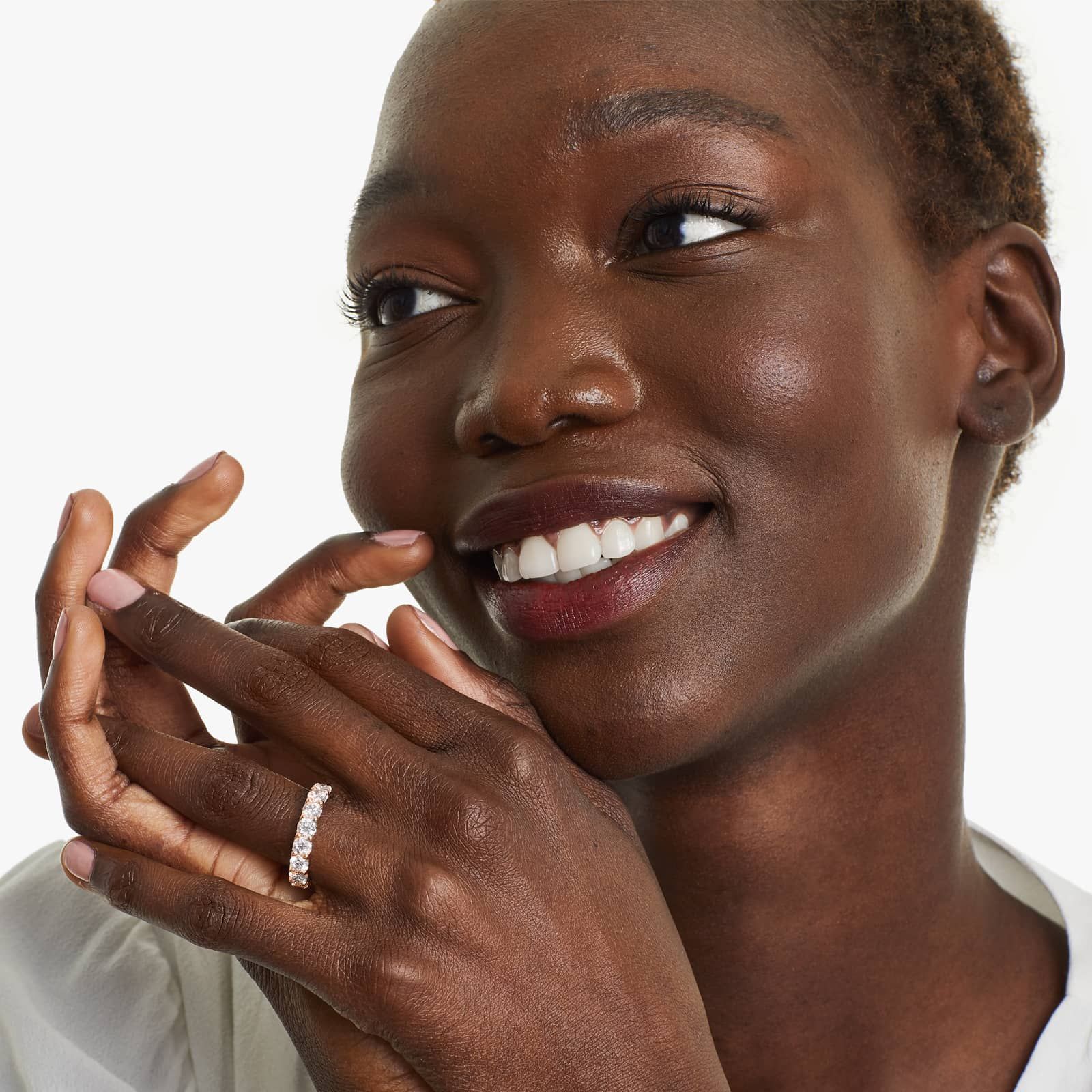 Shared Prong Nine Stone Contour Anniversary Ring With 2 CTW Diamonds In 14K Rose Gold (3.50mm)