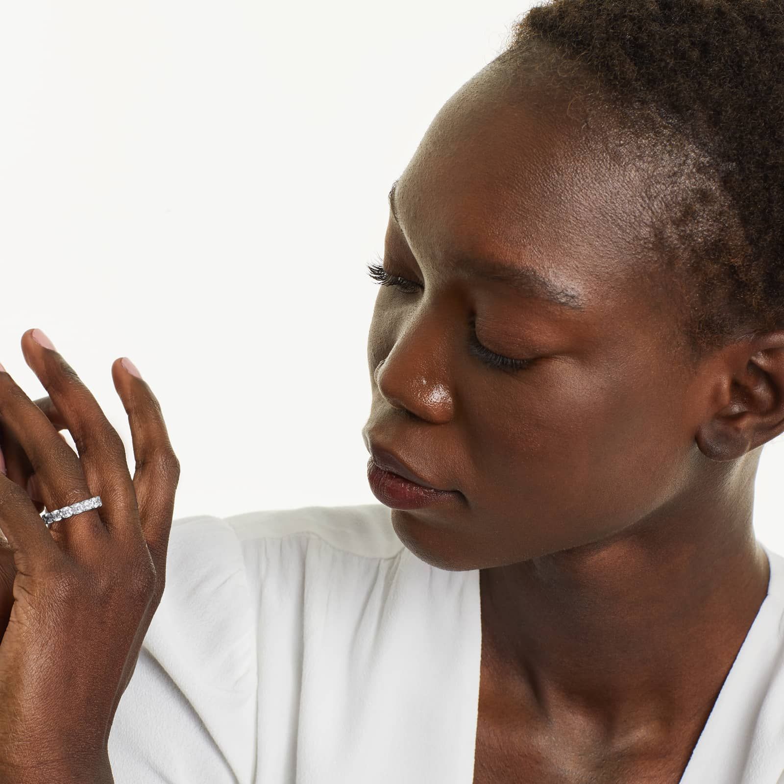 Shared Prong Nine Stone Contour Anniversary Ring With 2 CTW Diamonds In Platinum (3.50mm)