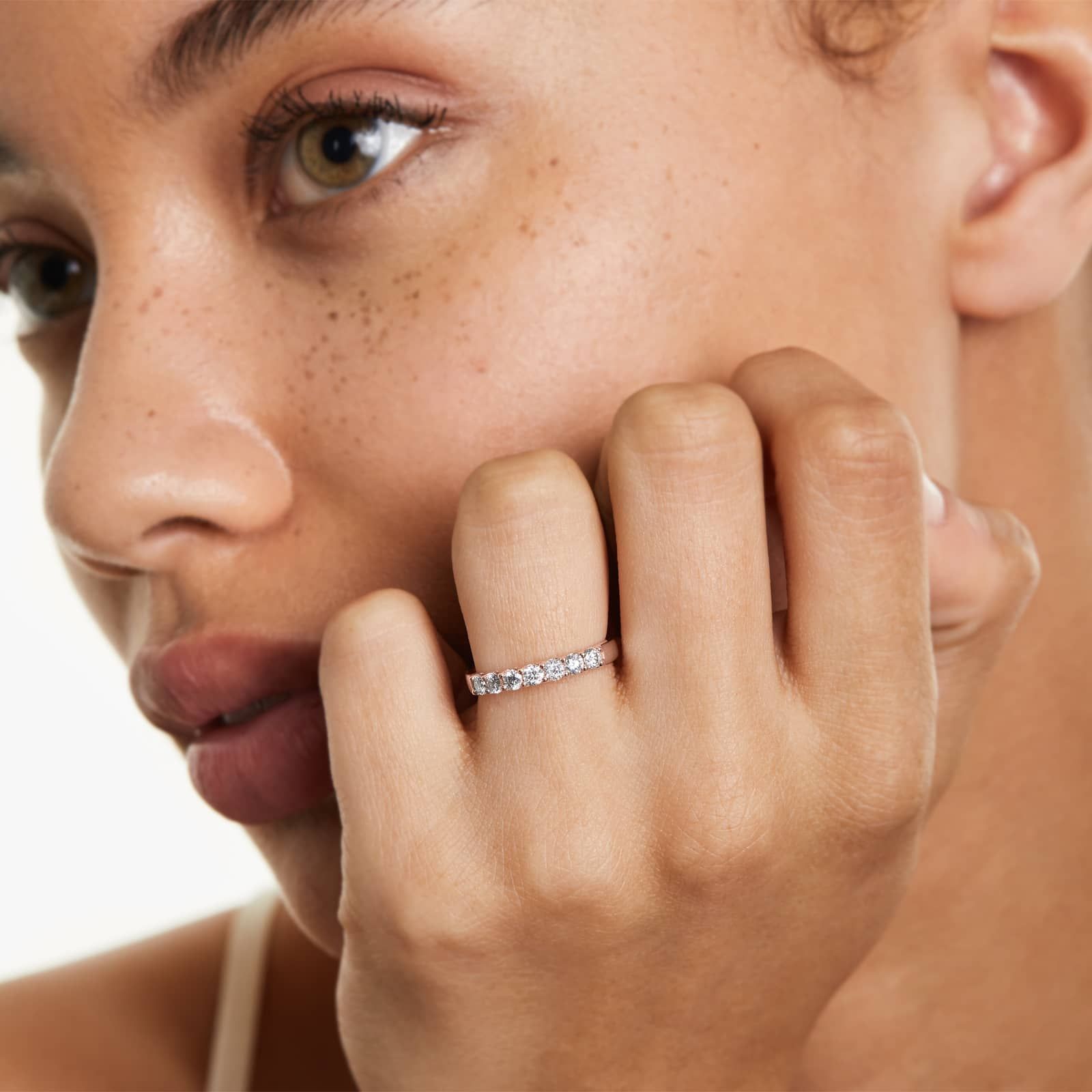 Shared Prong Seven Stone Contour Anniversary Ring With 0.5 CTW Diamonds In 14K Rose Gold (2.00mm)