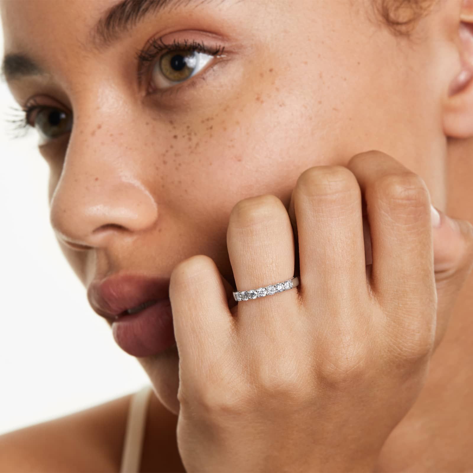 Shared Prong Seven Stone Contour Anniversary Ring With 0.5 CTW Diamonds In Platinum (2.00mm)