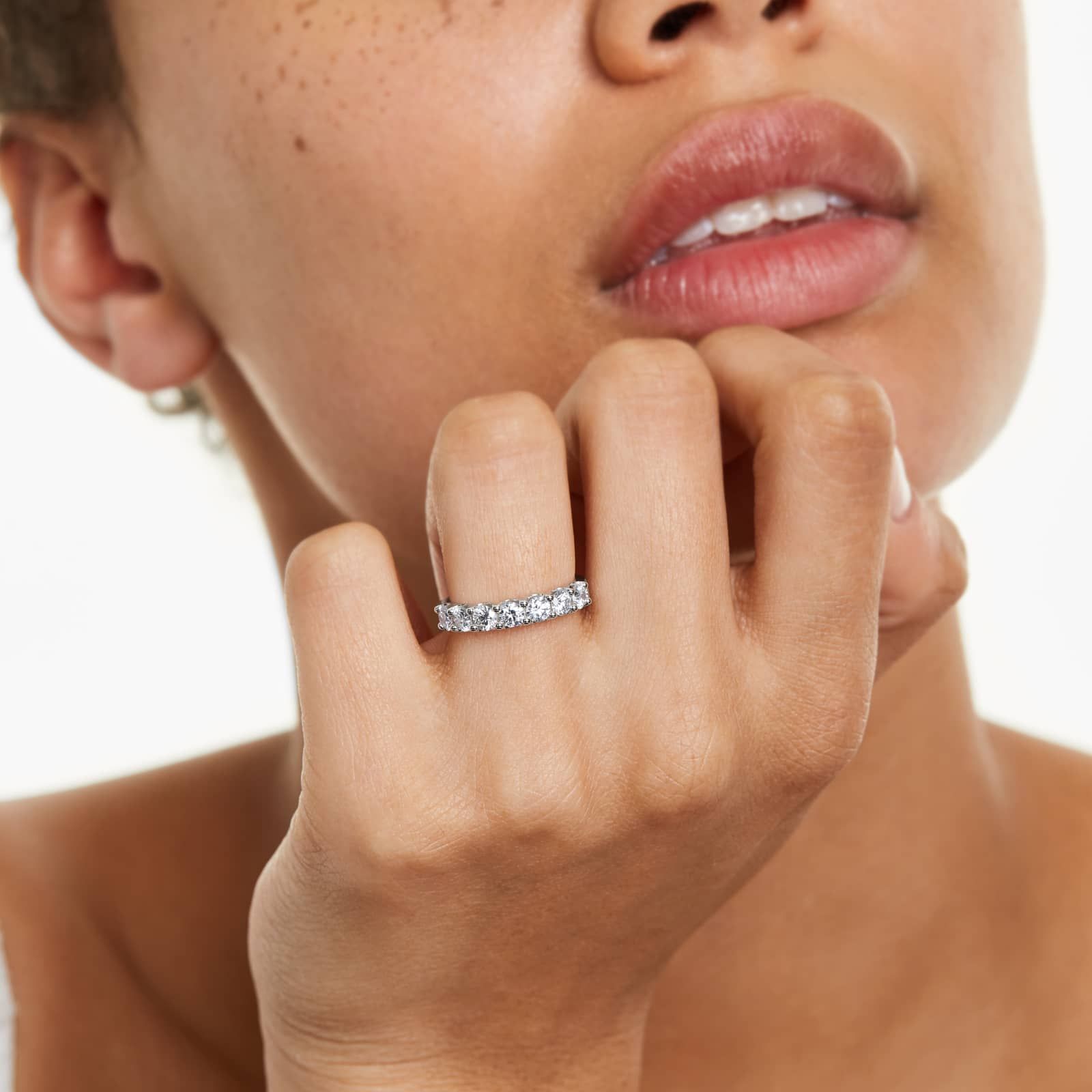 Shared Prong Seven Stone Contour Anniversary Ring With 1 CTW Diamonds In Platinum (3.00mm)