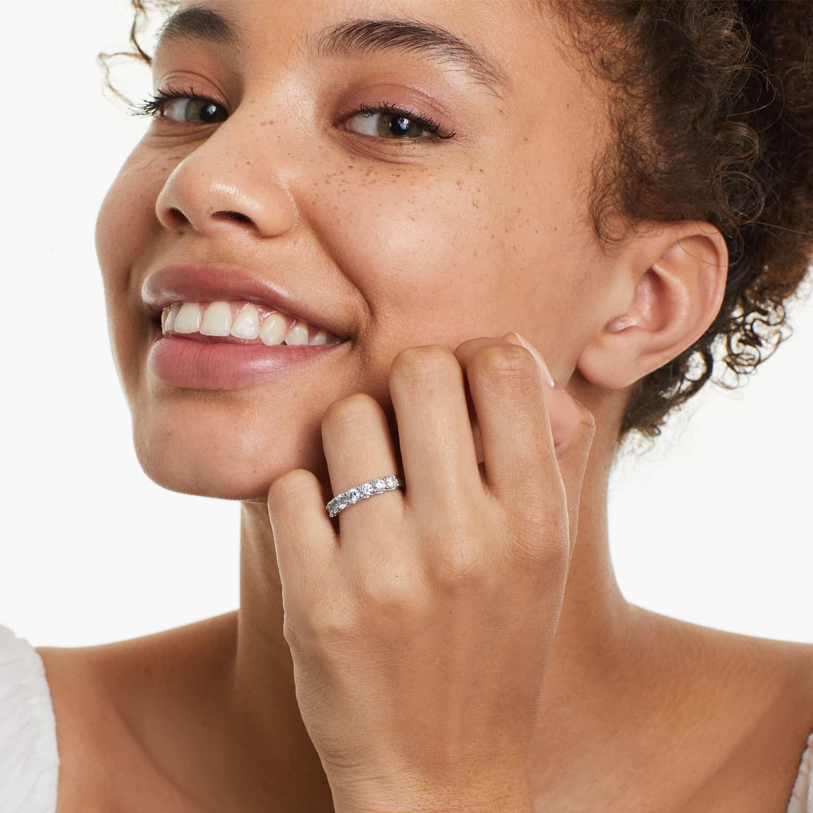 Shared Prong Seven Stone Contour Anniversary Ring With 1 CTW Diamonds In Platinum (3.00mm)